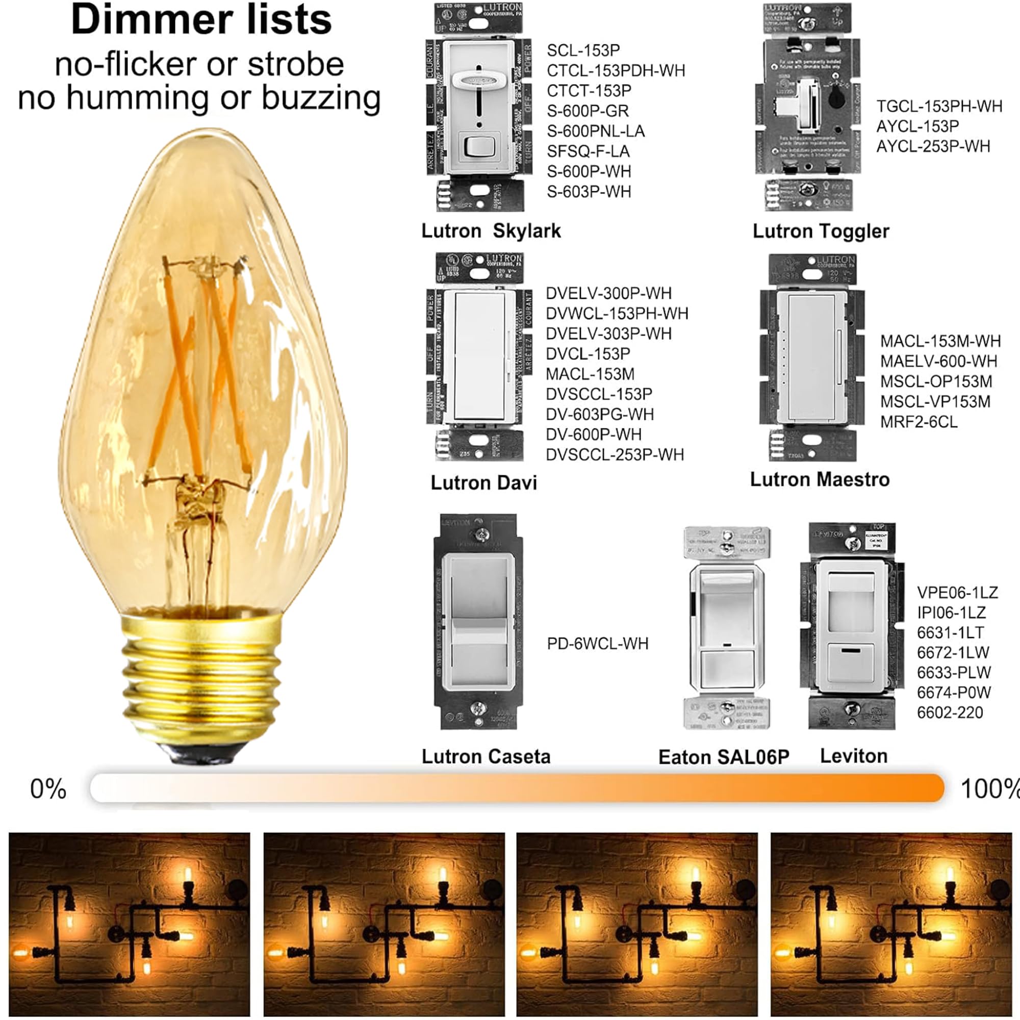 Leools E26 Vintage Edison Bulbs 6W Dimmable Led Bulbs 2700K Amber Warm White 600Lm 6 Pack 120V Ac E26 Medium Base Light Bulbs Fo