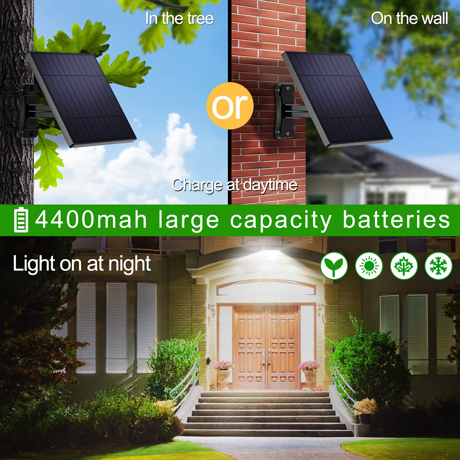 Lightonight Solar Powered Flood Lights, IP65 Waterproof, 16.4Ft Cable, 2 Pack, Black, Model 005-5C7C-2pack