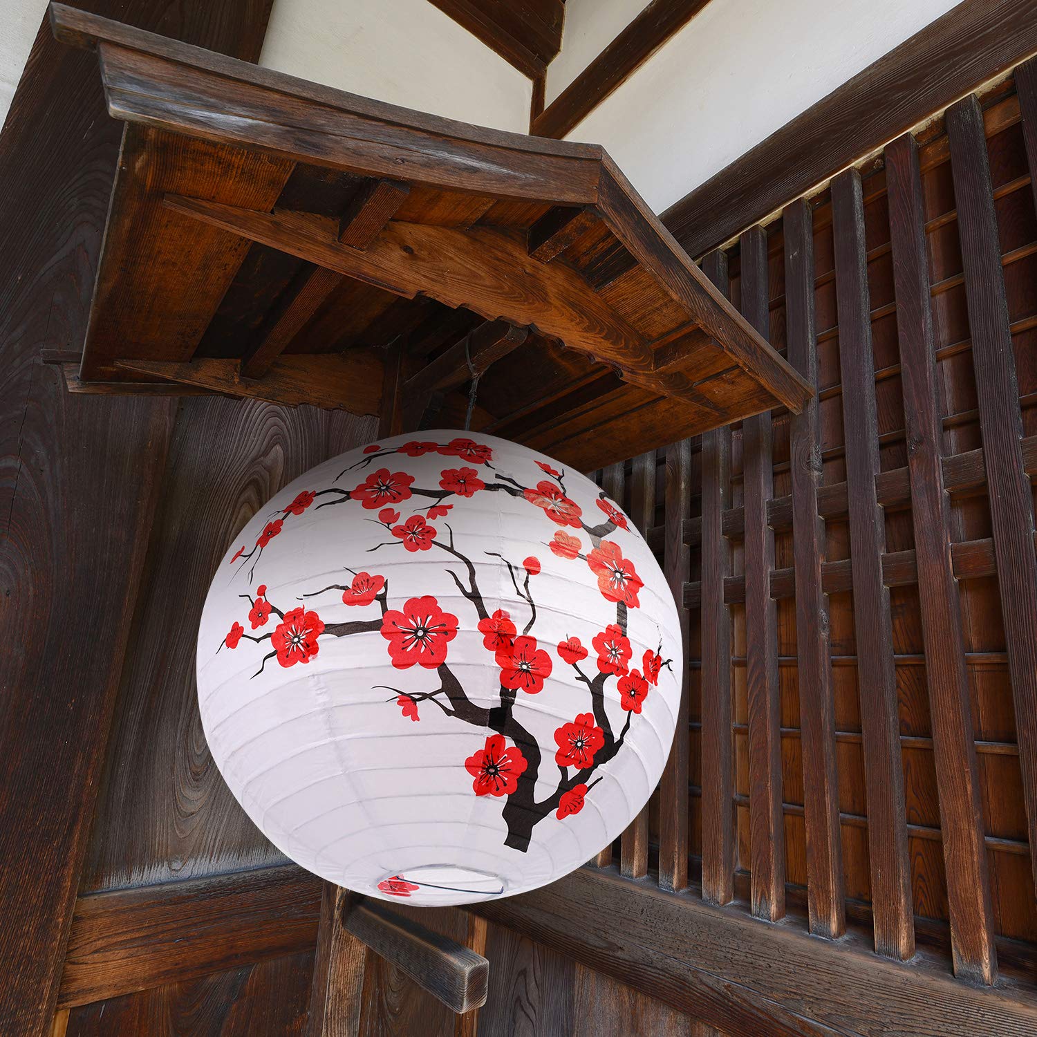 Blulu 6 Pack Chinese Japanese Paper Lantern Red Cherry Blossom Paper Lantern For Chinese Oriental Style Restaurant Home Wedding