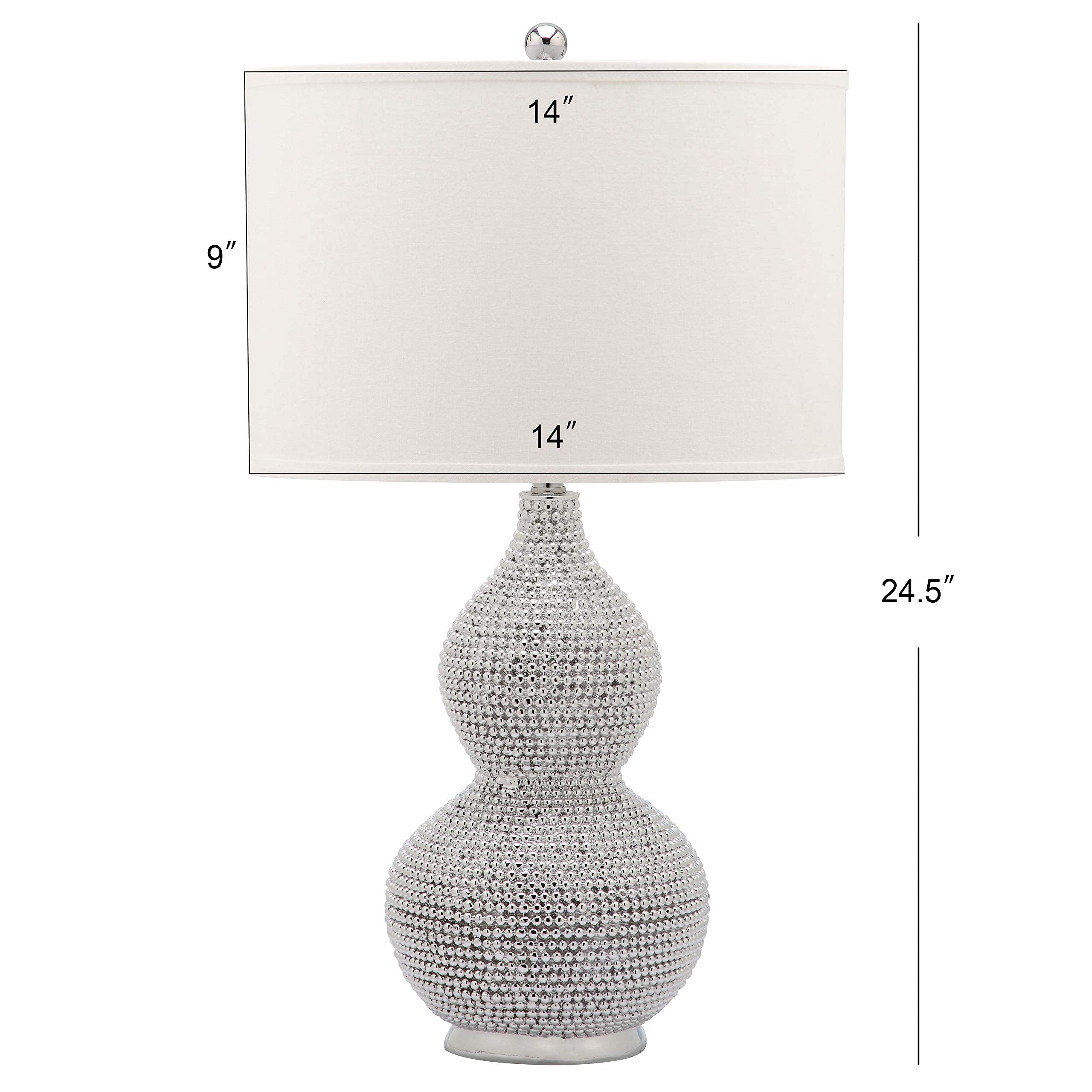 Safavieh Lighting Collection Nicole Bead Base Silver And White Table Lamp, Set Of 2