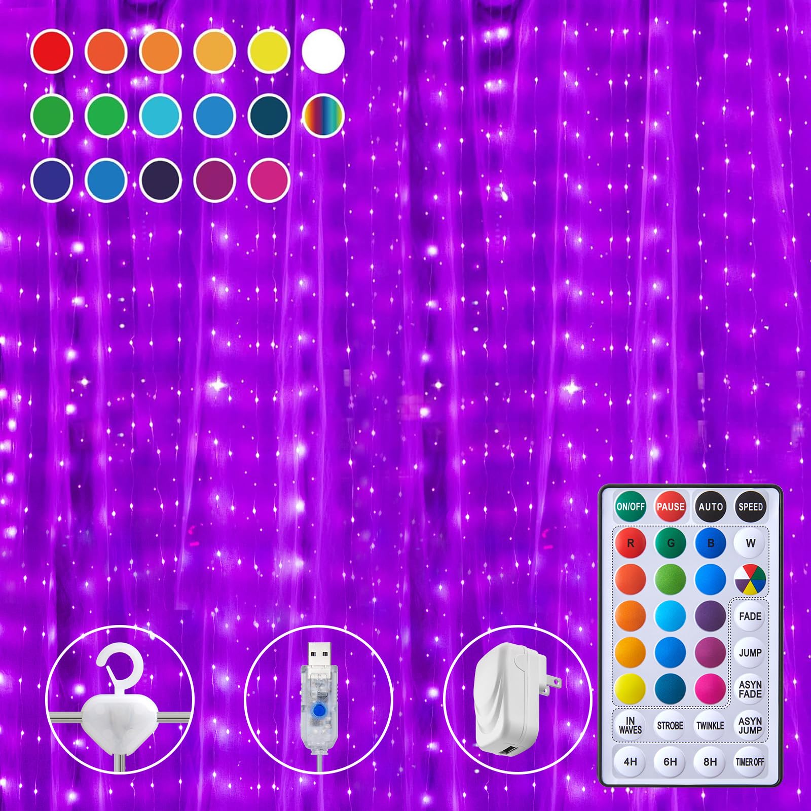 Brightown Fairy String Lights - 250 LED 9.8x8.8 FT, Multicolor, 7 Modes, Remote Controlled, Ideal for Bedroom and Holiday Decor