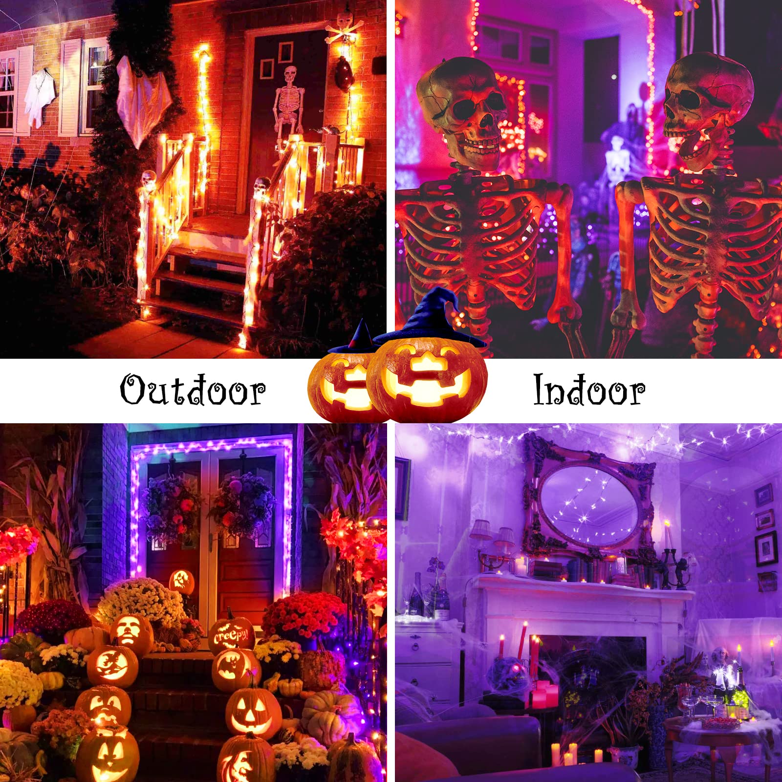 Jmexsuss 2 Pack 33Ft 100 Led Orange Purple Halloween Lights Indoor Outdoor  Color Changing Christmas Lights Plug In  Connectable Clear Wire String Light For Christmas Tree Party Xmas Decorations