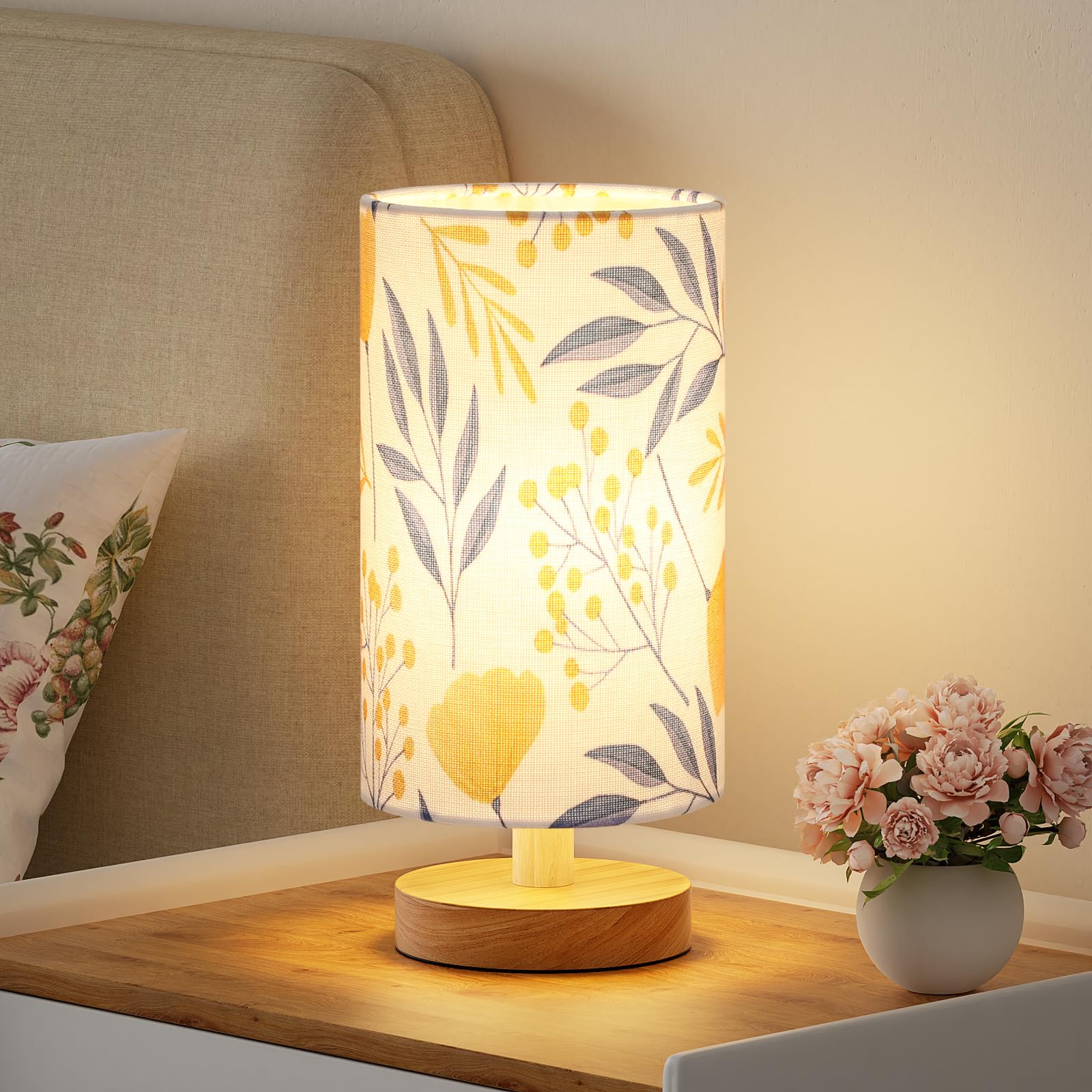 Fenmzee Ginkgo Table Lamp For Bedroom - Inline Control, Small Bedside Lamp With 3000K A15 Led Blub, Easy Assembly (Ginkgo White 