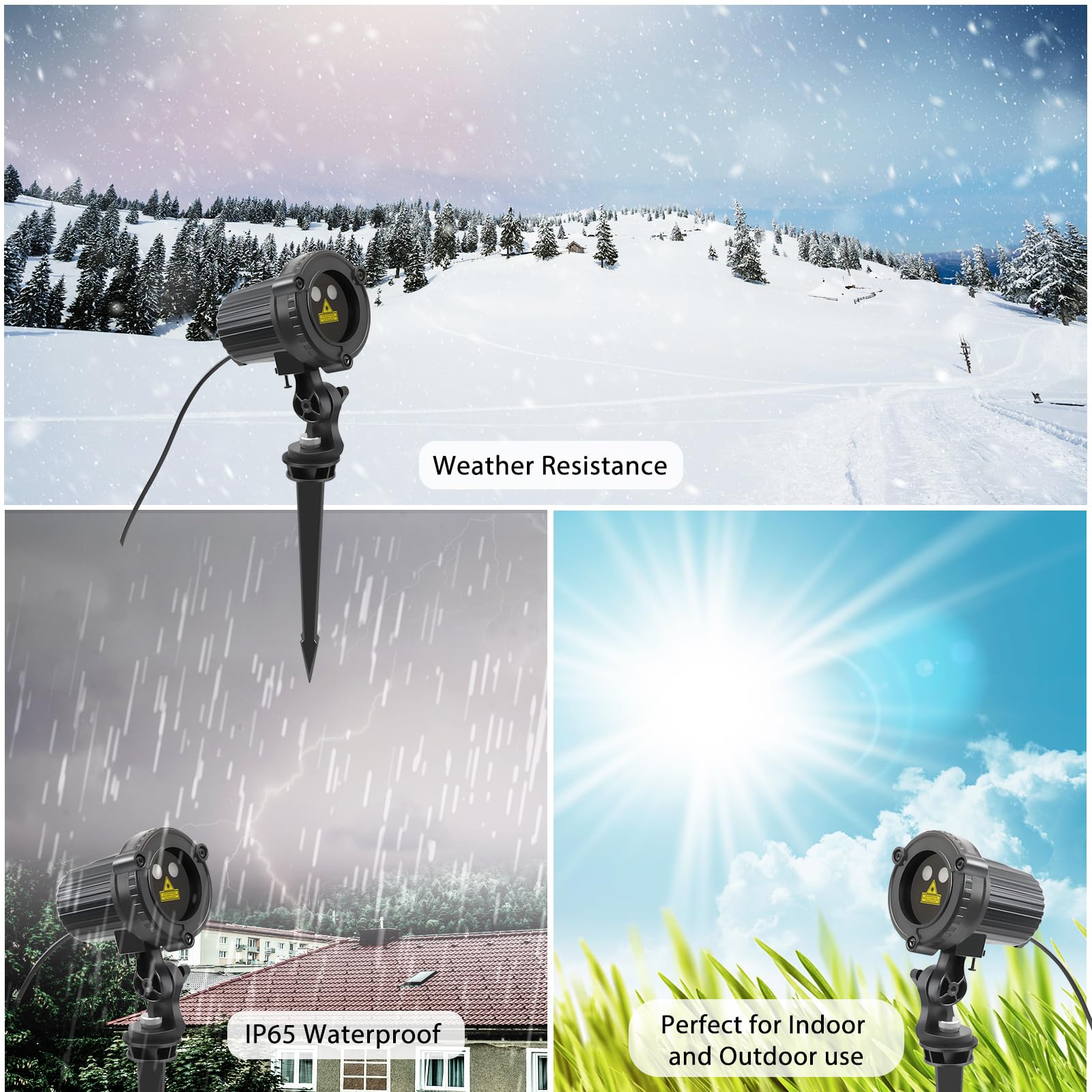 Sunfucan Laser Christmas Projector Lights Outdoor, Outdoor Garden Laser Lights, Landscape Lights With Red And Green Stars, Ip65 Waterproof,Cold Resistant. Suitable For Holiday, Party, Garden Decorati