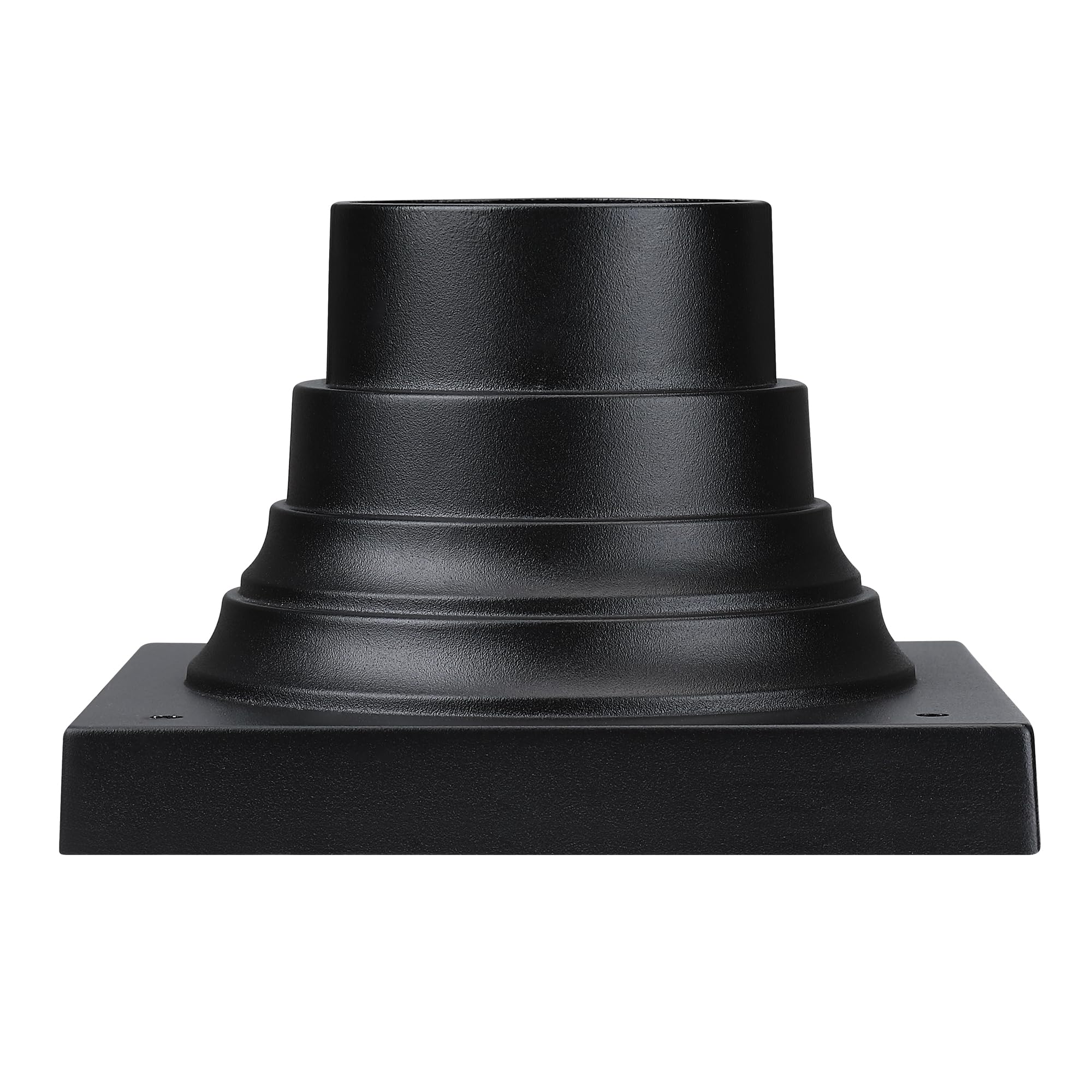 Faymart Lighting 2-Pack Square Anchor Base For Post Mounted Outdoor Lamps Aluminum Alloy Pedestal Mount Base For Stone Walls  Matte Black 6X6 Post Cap Adapter  3 Inch Pole Fitter