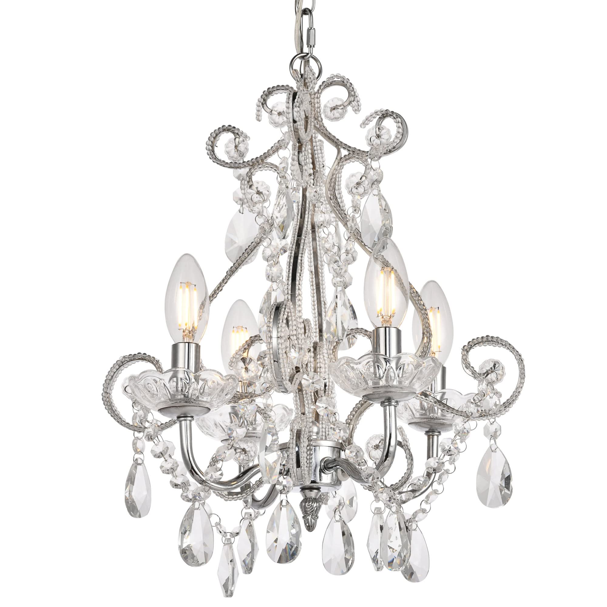 Elegant Lighting Living District Indoor Modern Home Decorative Bright Ceiling Kato Collection Pendant D12.6 H16.3 Lt:4 Chrome Finish