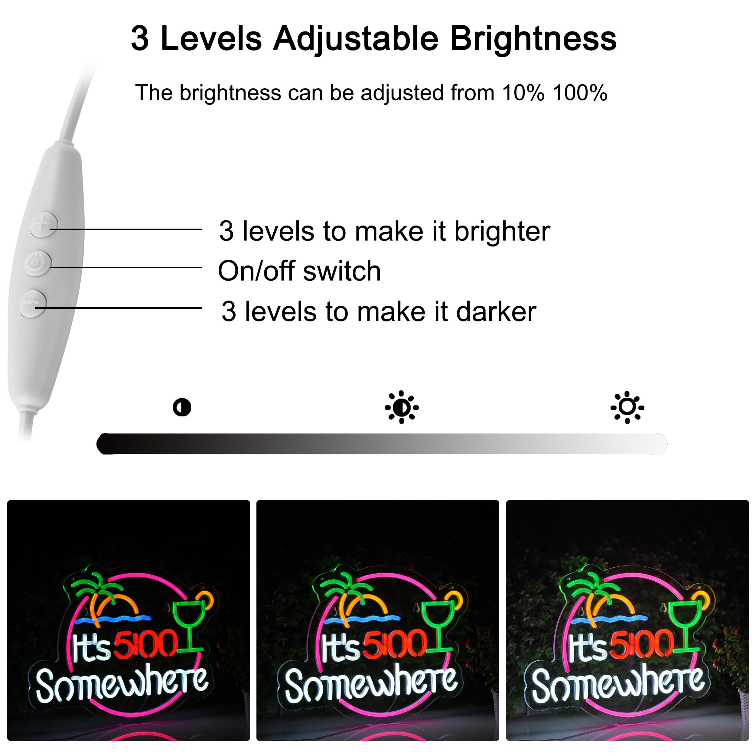 Geewkooy Its 5 00 O'Clock Some Where Neon Sign For Wall Décor Dimmable Led Man Cave Bar Beer Garage Neon Light Usb Powered Neon Art Signs Decor