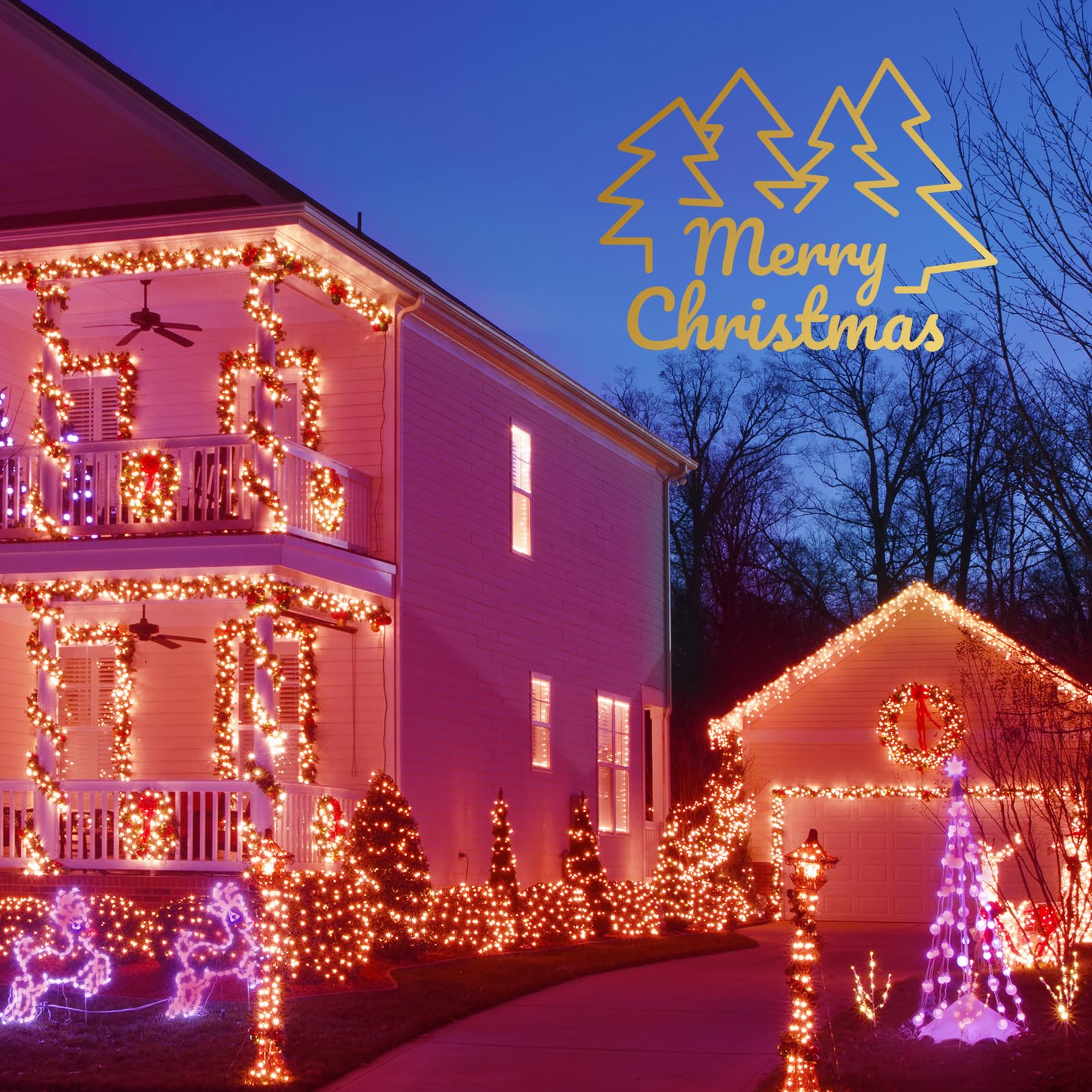 ILLUMINEW 300 LED Red String Lights, Waterproof Christmas Decorations, 108 Ft, 8 Modes, Model JT-ELFC300V0120-C