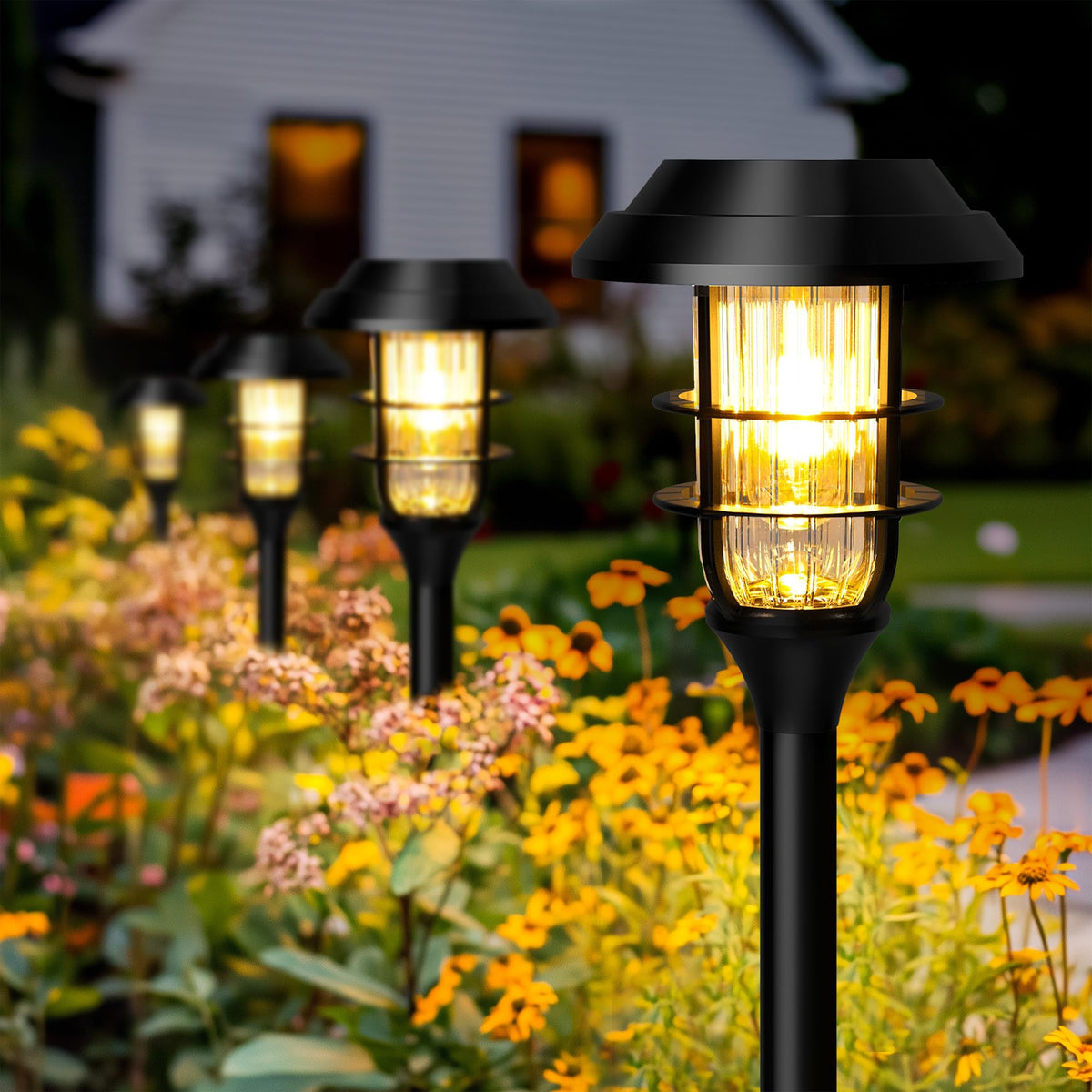 Hmdecor Solar Garden Lights Outdoor,4 Pack Bright Solar Lights Outdoor Waterproof, Solar Powered Outdoor Decor For Yard, Pathway