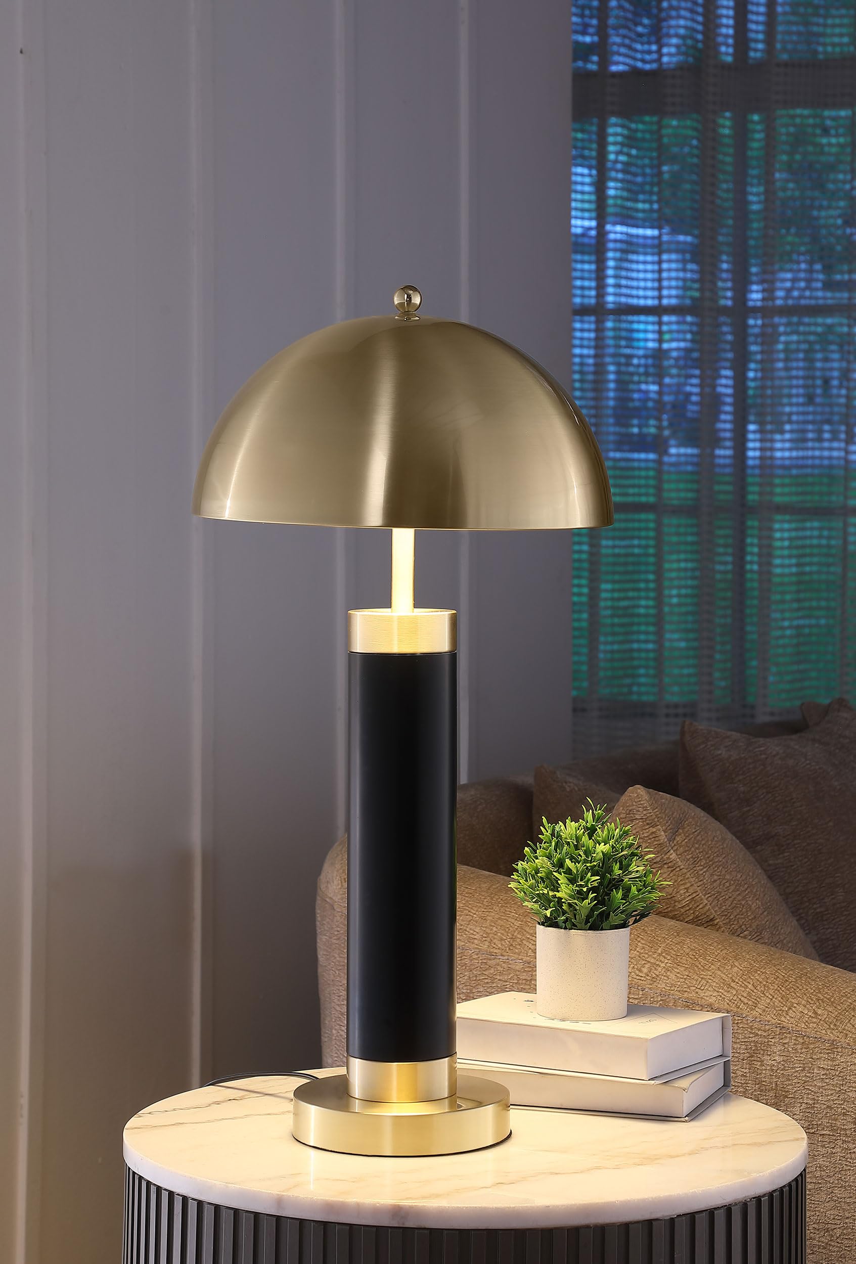 Coaster Home Furnishings Conroe 28-Inch Dome Shade Pillar Table Lamp Black (Set Of 2)