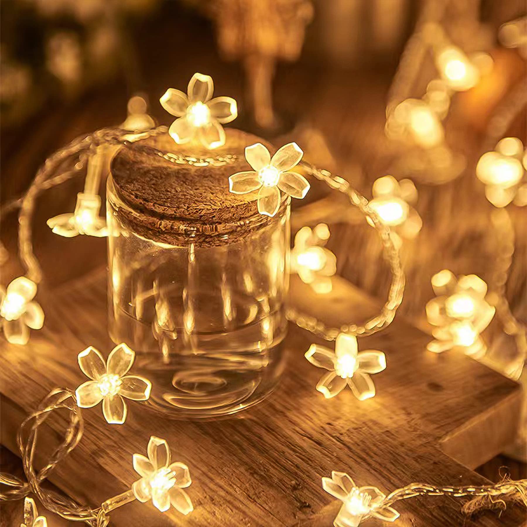 LIGHTOP Flower Fairy Lights, 30LED Cherry Blossom, Waterproof, Indoor/Outdoor Decoration, Warm White