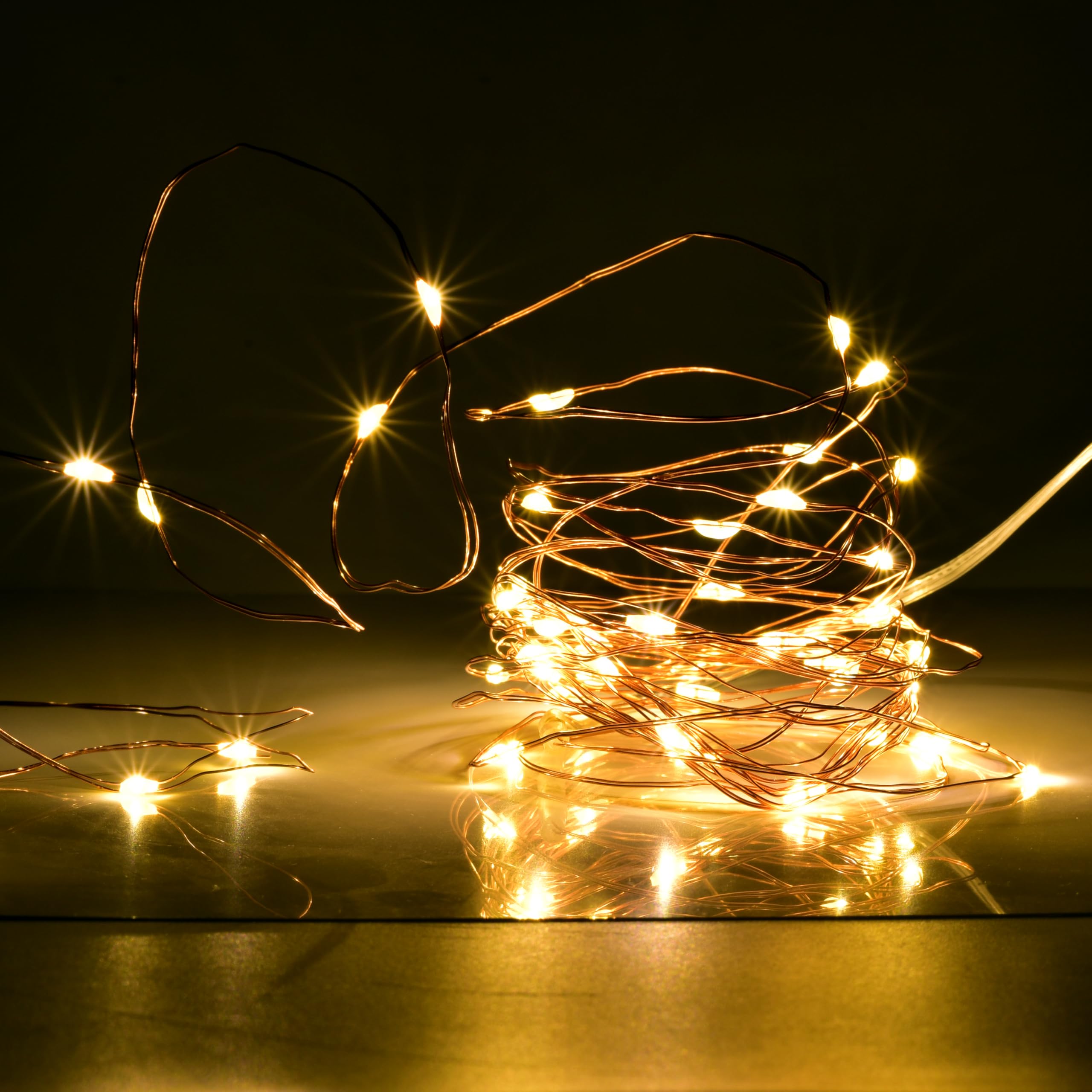 Karlling Battery Operated Fairy Lights, 16ft 50 LED Warm White Copper Wire String Lights with 6-Hour Timer and 8 Lighting Modes 