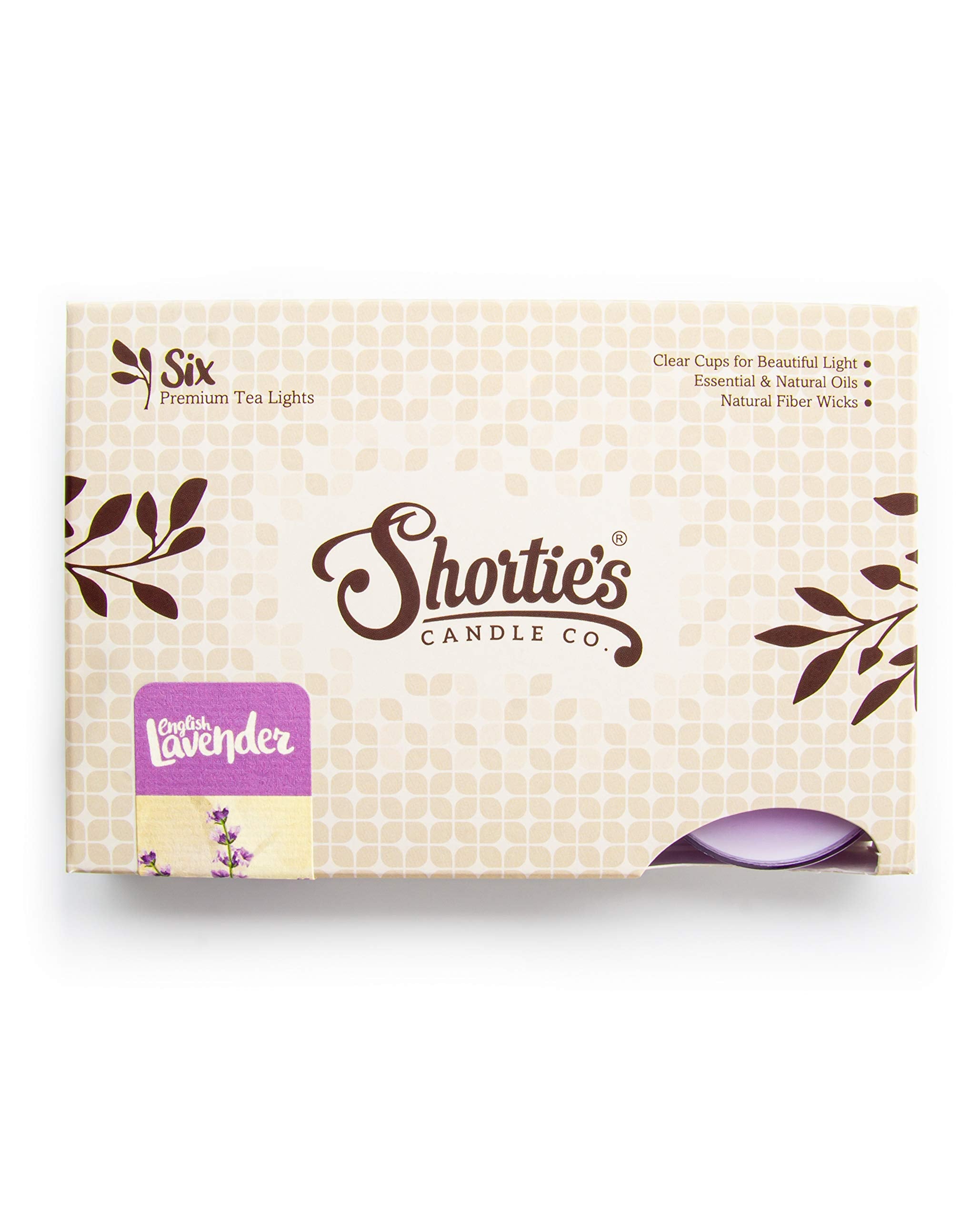 Shortie's Candle Company Pure English Lavender Tealight Candles - 6 Highly Scented Purple Paraffin Wax Lights - Flower & Floral Collection