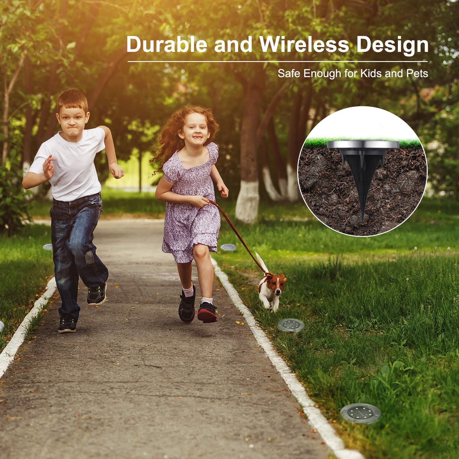 Lyhope Solar Ground Lights Outdoor, 8 Pack 8 Led Solar Disk Lights Waterproof Garden In-Ground Pathway Light Landscape Lighting