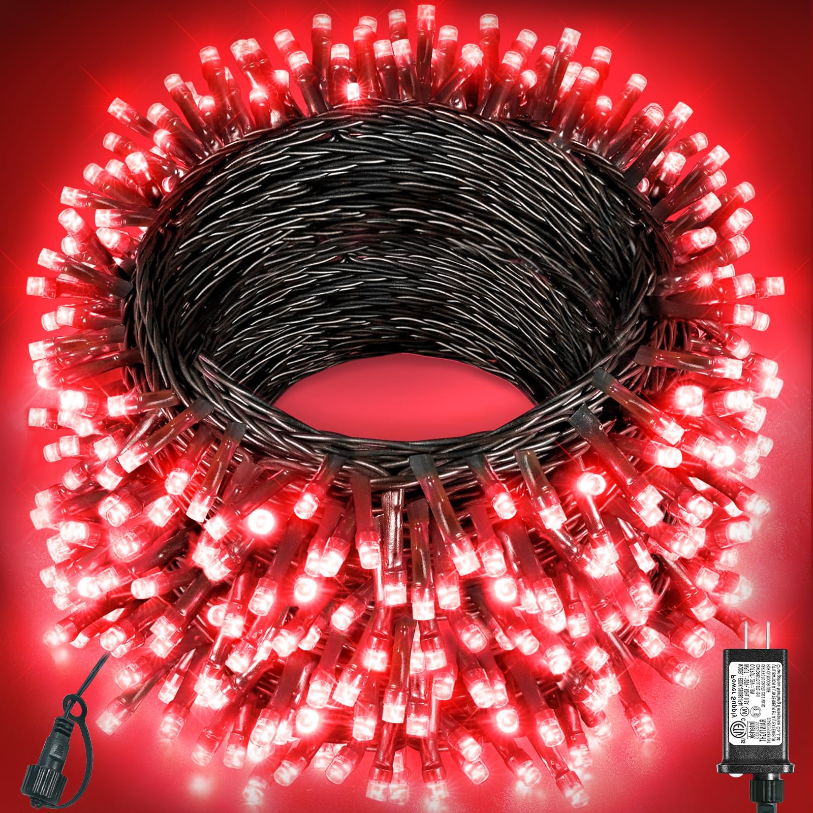 157Ft 480 Led Christmas Lights Outdoor  Led Plug In Christmas Tree Lights Waterproof  8 Modes Green Wire Twinkle String Light For Indoor Room Patio House Holiday Decorations  Red