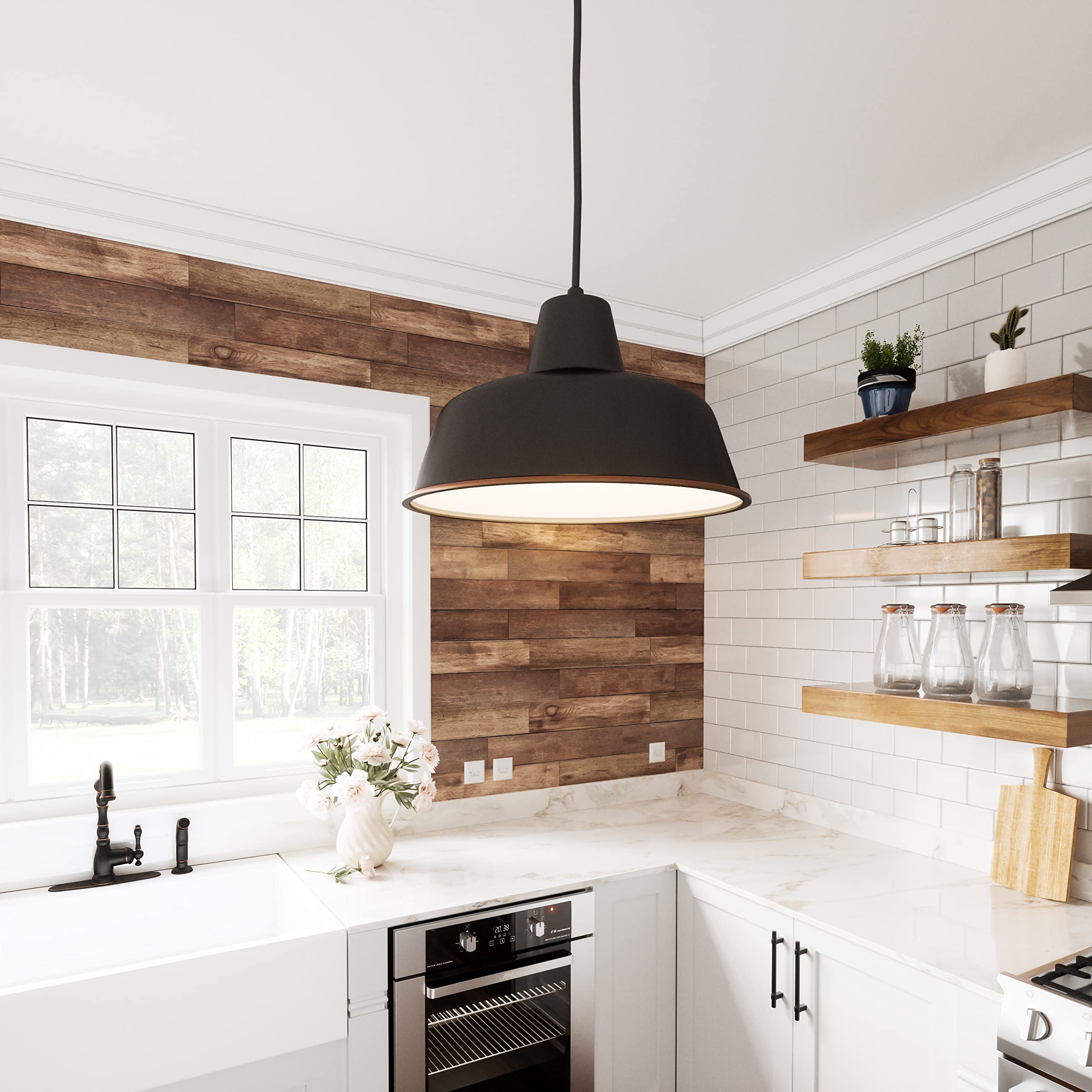 Mason Pendant Light Fixtures - Adjustable Hanging Lights For Kitchen Island, Dining Room - Farmhouse Light Fixtures With Metal S