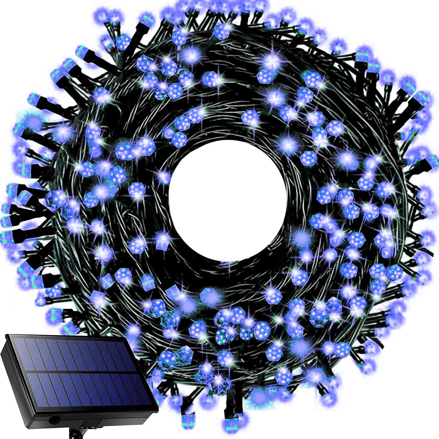 Ucutely Solar String Lights Outdoor 115 Ft 300 Led Solar Christmas Lights With Remote 8 Modes Waterproof Patio Lights For Christmas Tree Patio Yard Garden Party Decor (Blue)