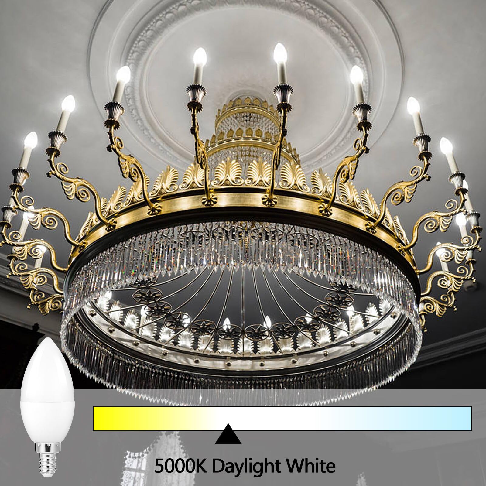 Diamiaq B11 Led Light Bulb E12 Candelabra Light Bulbs 5000K Daylight White Ceiling Fan Bulb Chandelier Bulbs Candle Bulbs For Ce