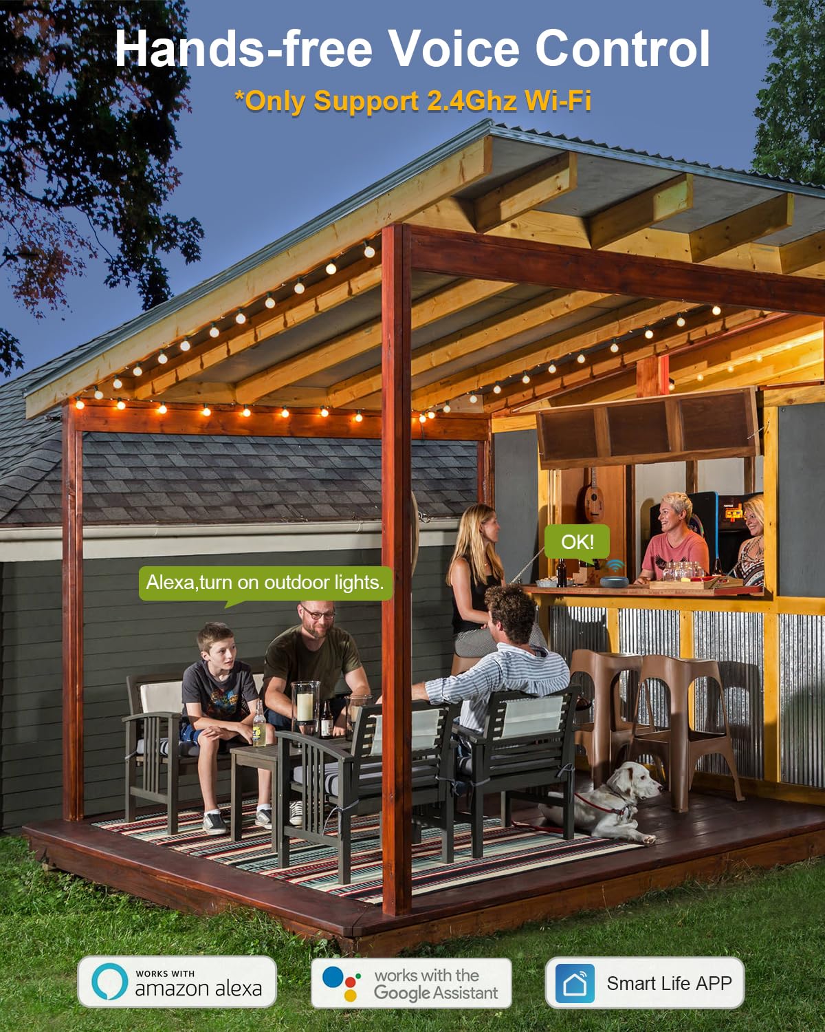 Suraielec Smart Wi-Fi Low Voltage Transformer, 200W Indoor Outdoor Landscape Lighting Transformer With 2 Zones, 120V Ac To 12V 15V Ac Multi Tap Power Supply, Works With Alexa & Google Assistant