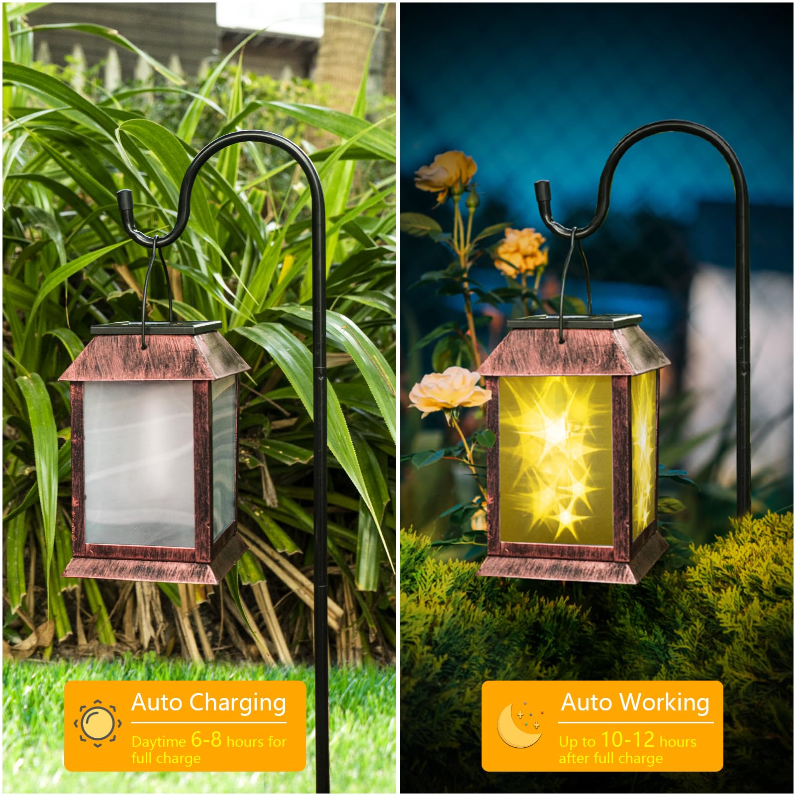Hmkjwy 2Pc Solar Lantern Outdoor Lights, Upgraded Flashing Mode 3D Starry Solar Lanterns Lights Outdoor Waterproof, Hanging Outd
