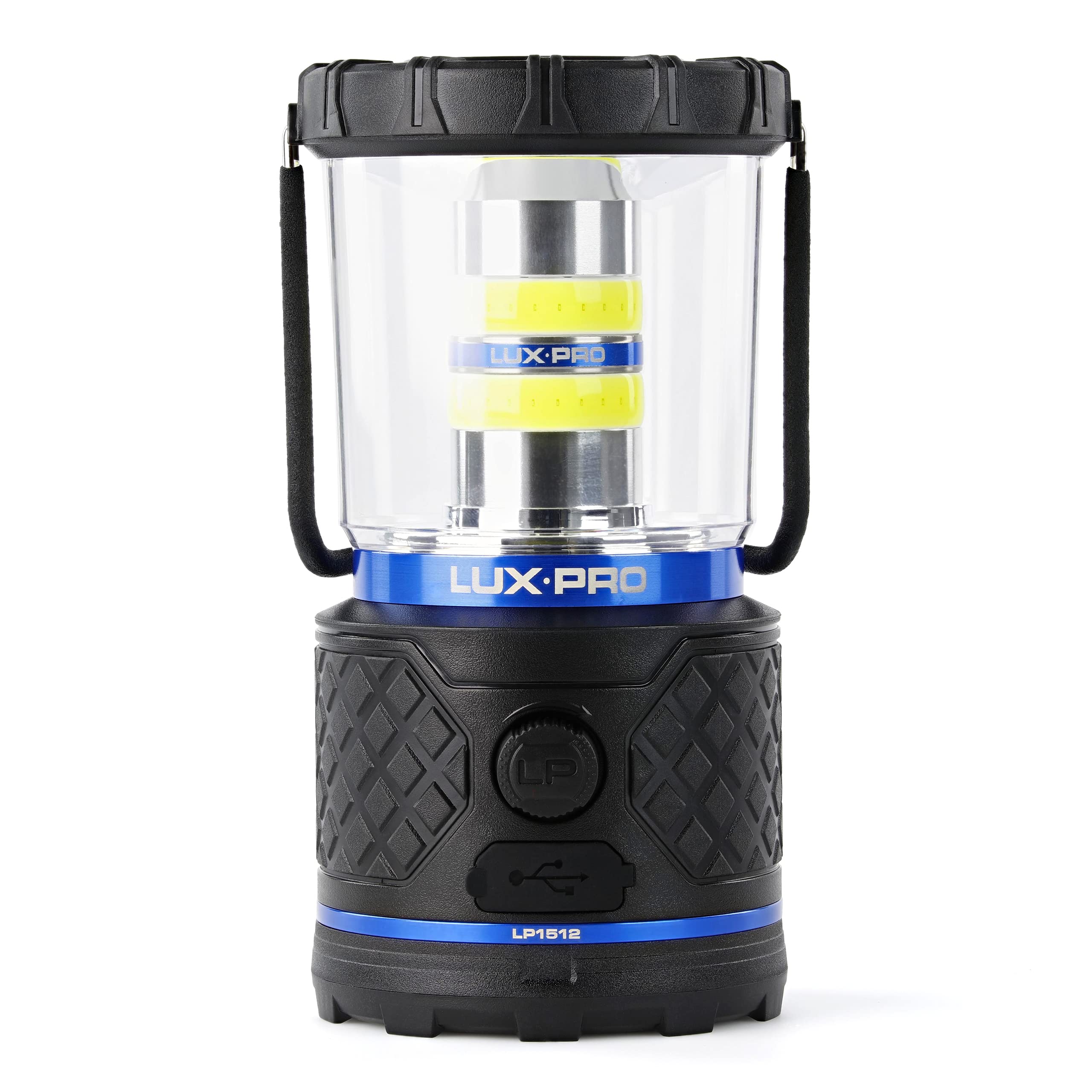 LUXPRO Rechargeable Dual-Power 1100 Lumen LED Lantern for Up to 150 Hours of Use - Camping Lantern with Built-in Power Bank - Di