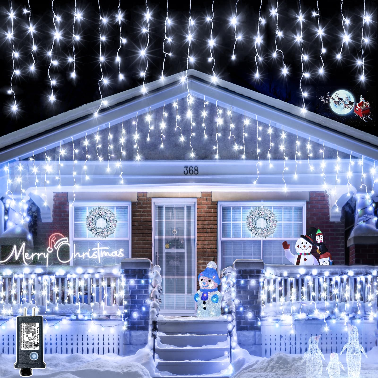 Icicle Lights for Outside 33ft 400 LED Icicle Christmas Lights Outdoor with 8 Modes 75 Drops Waterproof Plug in Fairy Curtain Lights with Timer for Party Holiday Wedding Decorations  Cool White