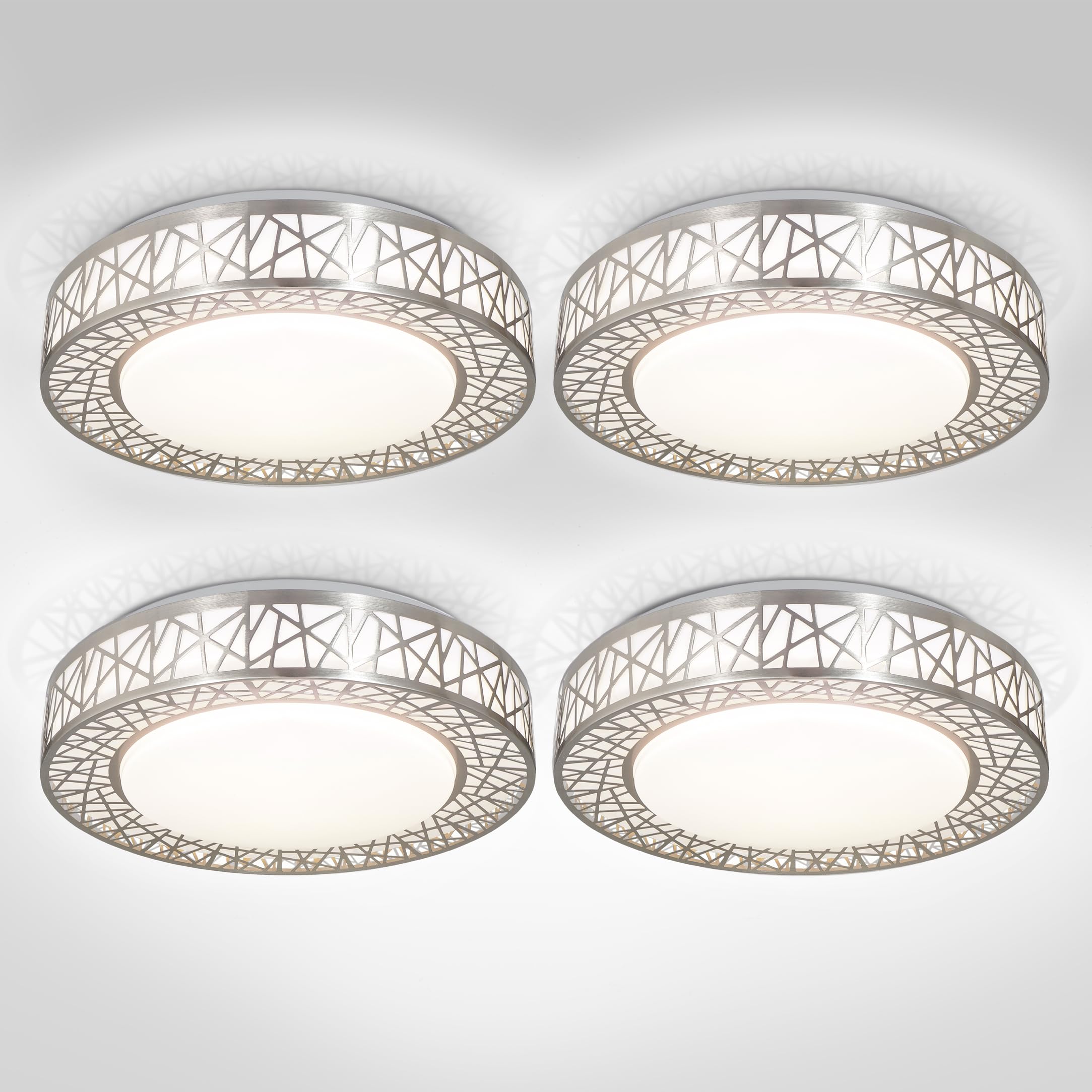 ASD 16 Inch LED Flush Mount Ceiling Light - Brushed Nickel Modern Ceiling Light Fixture 28W 1752LM, 2700-5000K Adjustable Dimmab