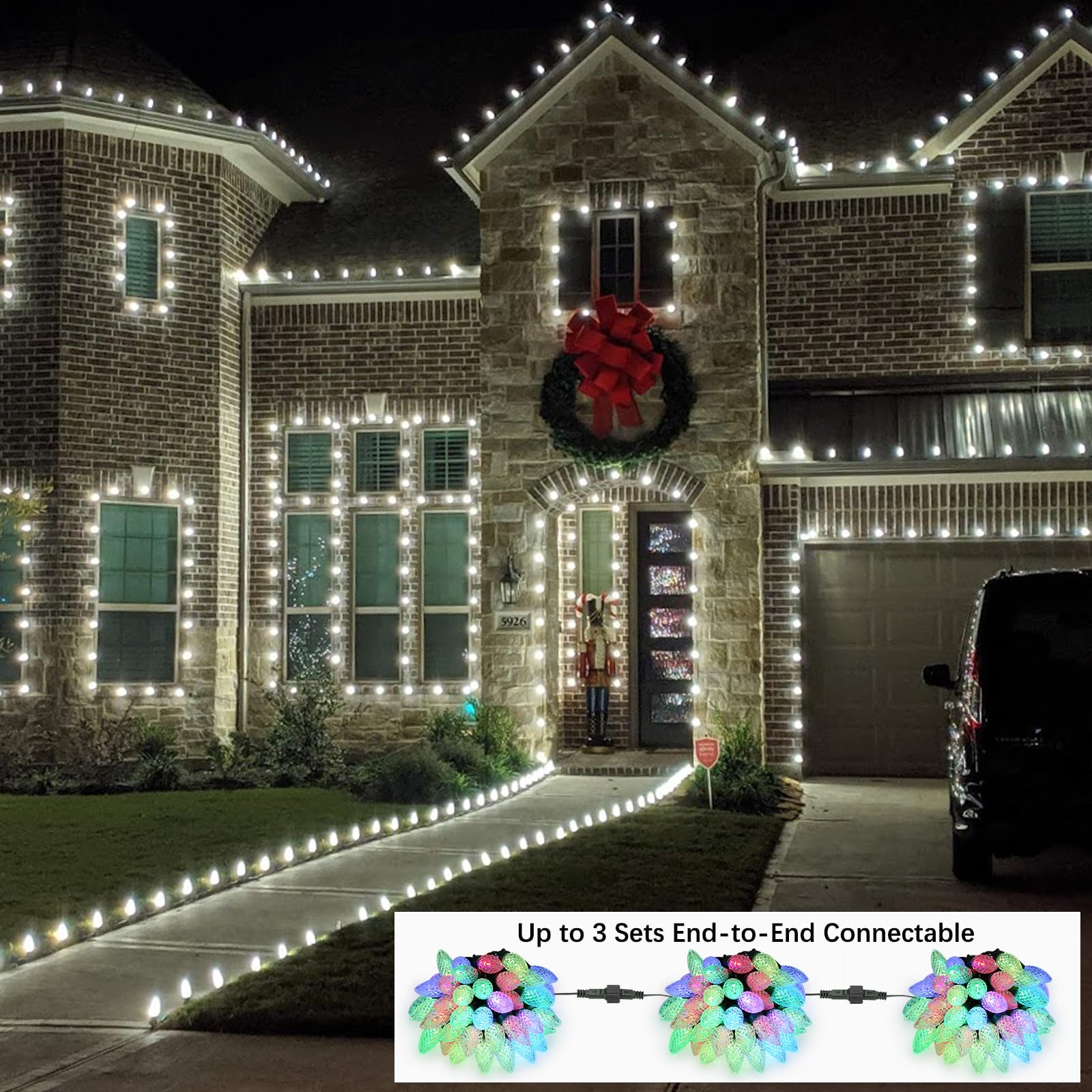 Odeetronic Rgb C9 Christmas Lights  66Ft 100 Led Color Changing Christmas String Lights  Connectable Xmas Tree Light With Timer  Remote Outdoor C9 String Light For Home Party Wedding Xmas Decoration