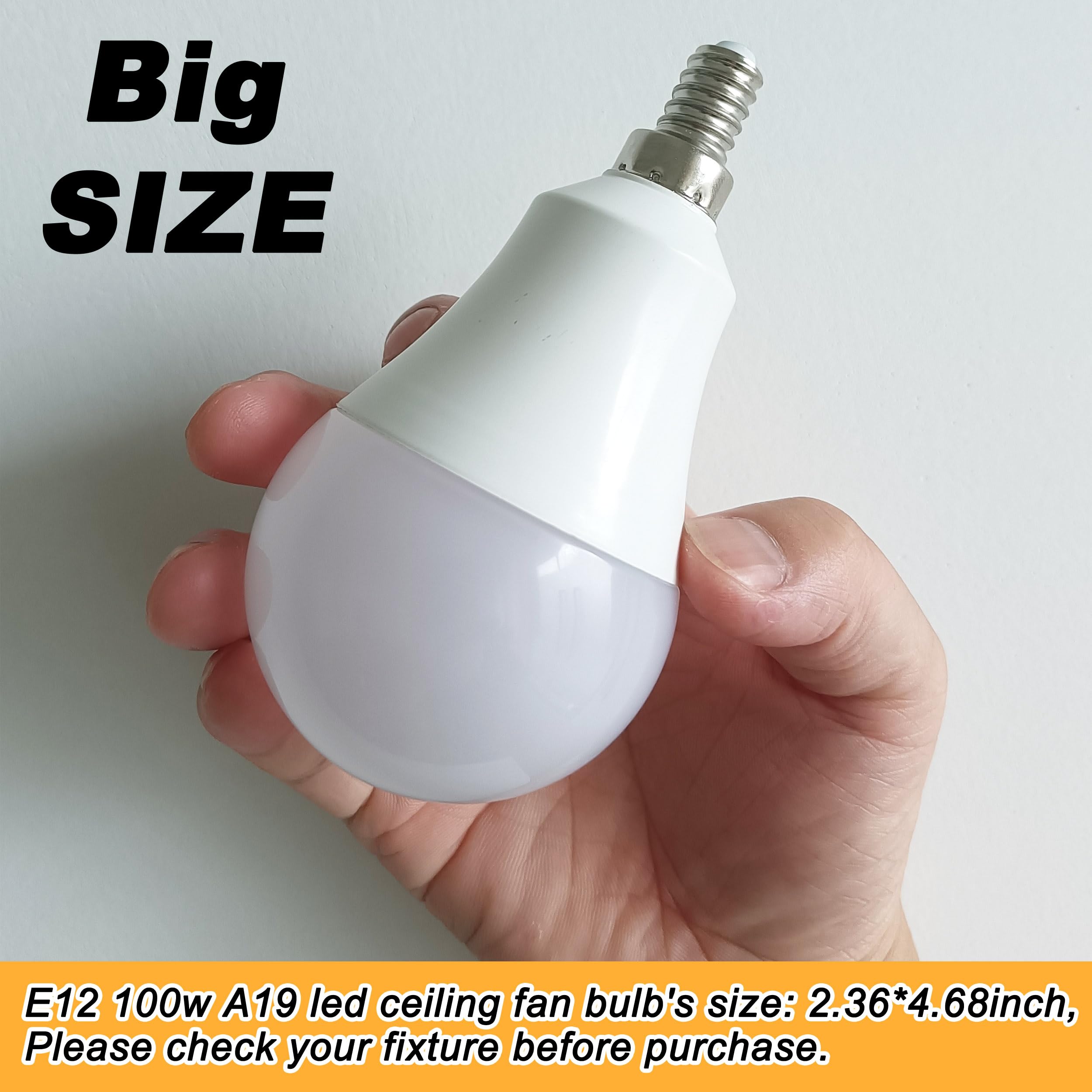 ALIDE E12 A19 LED Bulbs 10W 1200lm 2700K Warm White Non-Dimmable, Globe Shape for Ceiling Fan, Chandelier, Wall Sconces -