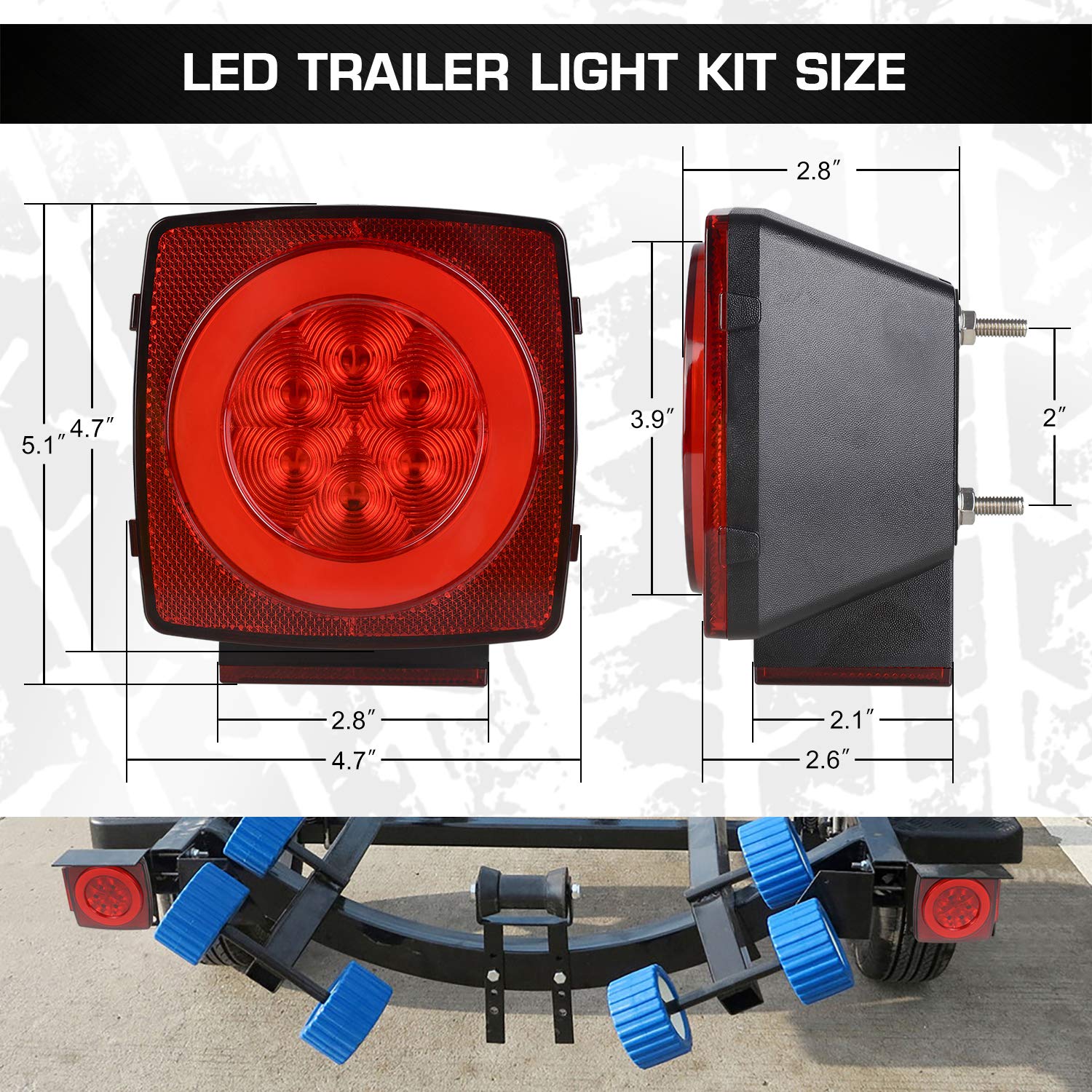 Linkitom New Halo Submersible Led Trailer Light, Super Bright Brake Stop Turn Tail License Lights For Camper Truck Rv Boat Snowm