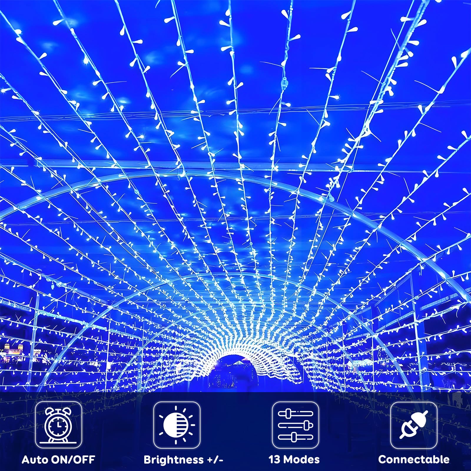 KAQ 240LED Blue Connectable String Lights, Clear Wire, Indoor/Outdoor, Model GP-SW290DC0209-IP44, Timer, Twinkle Fairy Light