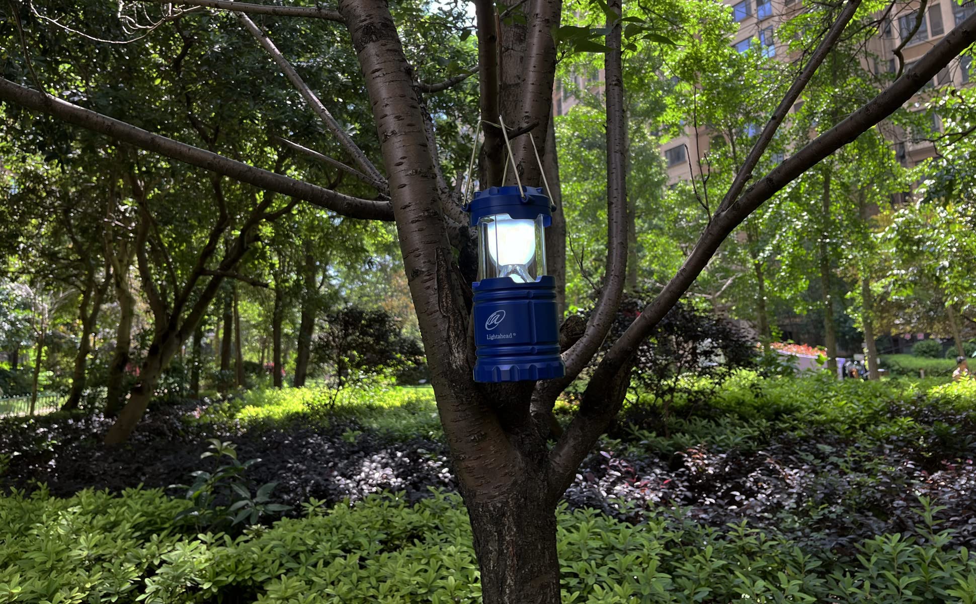 Lightahead Portable Outdoor LED Camping Lantern Set of 4, Collapsible, Emergency Tent Light, Colors: Black, Blue, Brown, Green, Model LA-4S7029-NOBAT