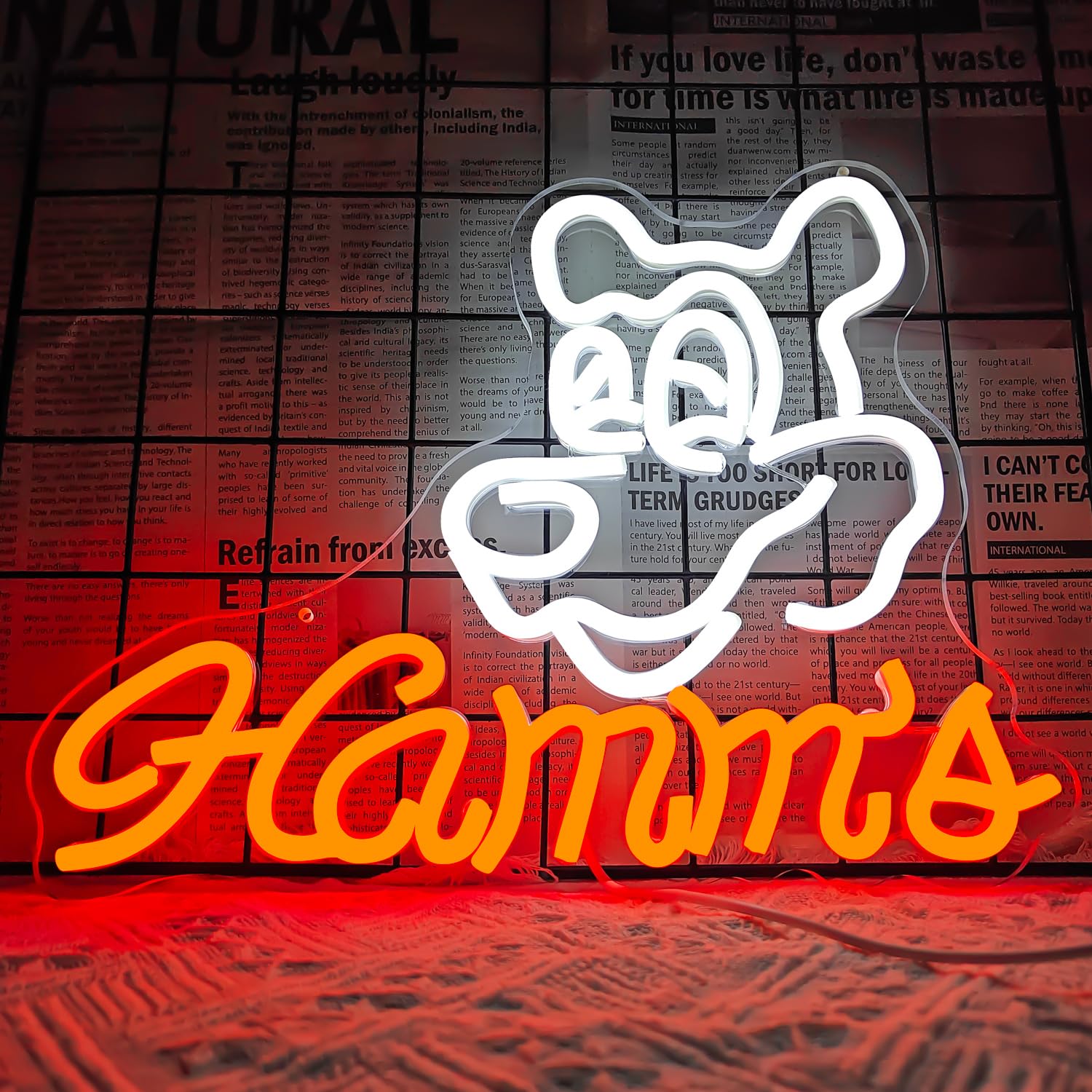 JooeTuu Hamms Beer Bear Neon Sign for Wall Decor Dimmable Hamm's Beer Light Neon Sign Led Bear Neon Light Signs for Beer Pub Club Home Bar, Man Cave