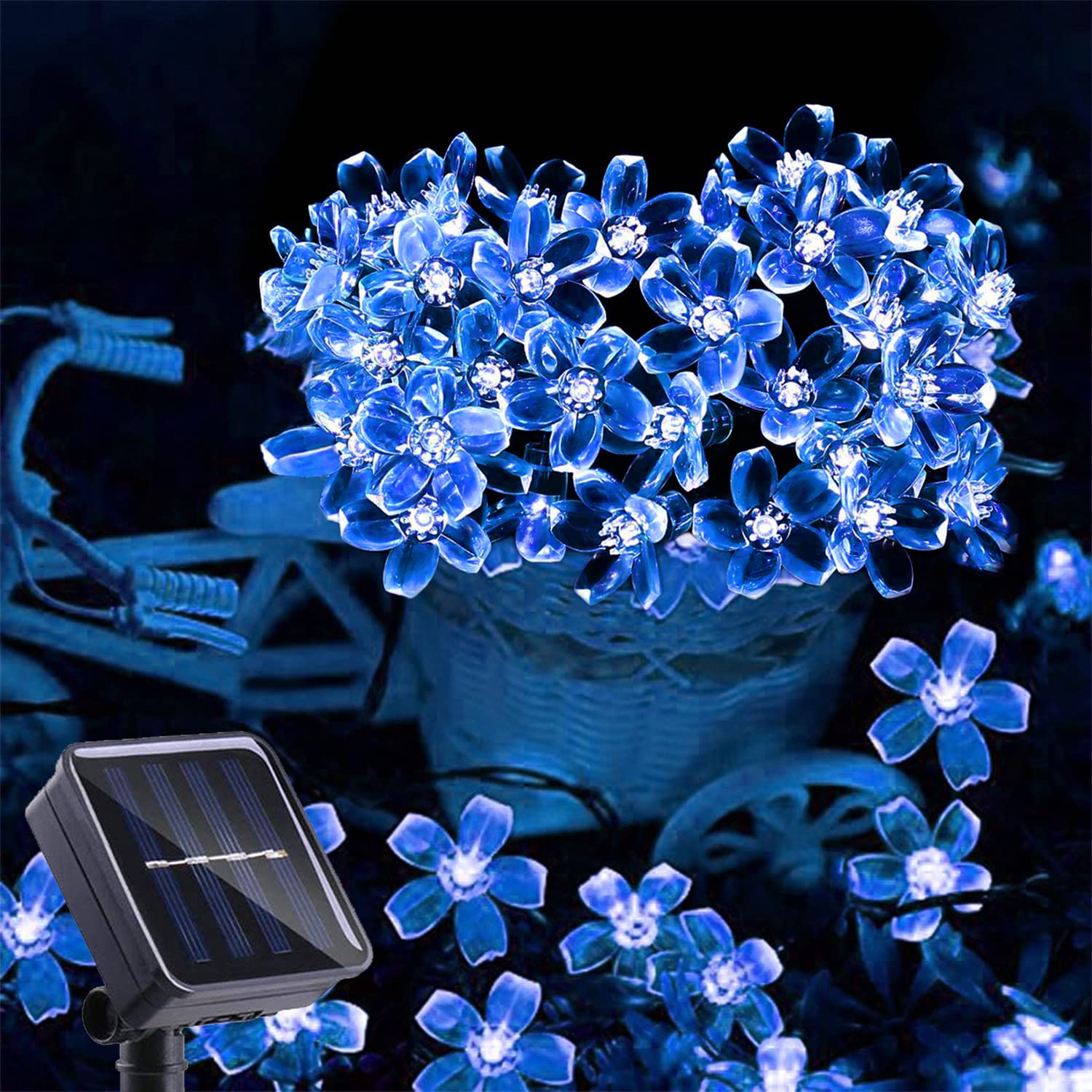 Iticdecor Outdoor Solar Flower String Lights Waterproof 50 Led Fairy Light Decorations For Christmas Tree Garden Patio Fence Yar