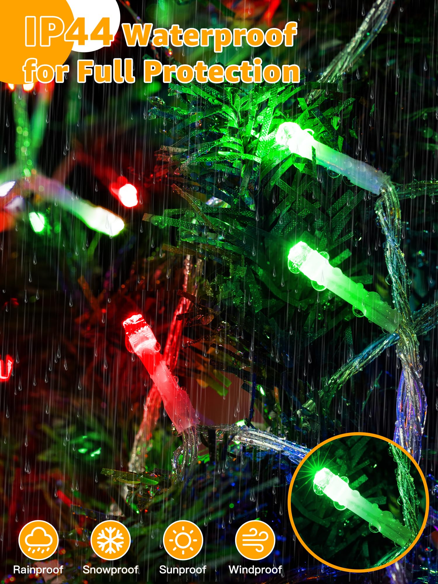 Guhope 600 LED Christmas String Lights - 98FT Waterproof Remote & Timer, Dimmable Fairy Lights for Indoor/Outdoor Red and Green Decorations