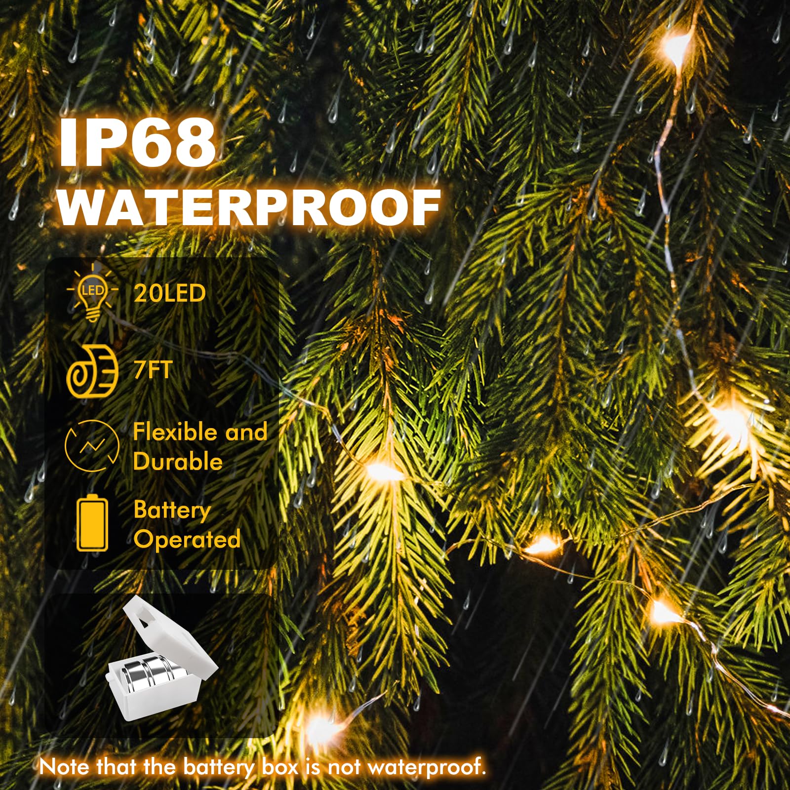 Merfino 20 Pack Fairy Lights - 7Ft 20 LED Twinkle Lights, Waterproof Copper Wire, Warm White, Model ZLDC01#