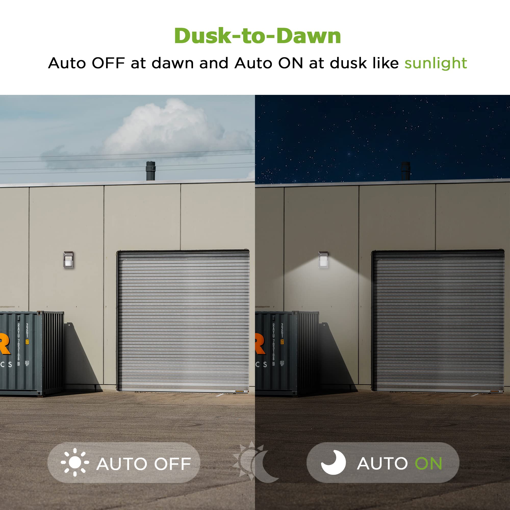 Tierone 40W Led Wall Pack Light With Dusk-To-Dawn Photocell Led Outdoor Wall Mount Light For Porch Garden Garage Warehouse Secur