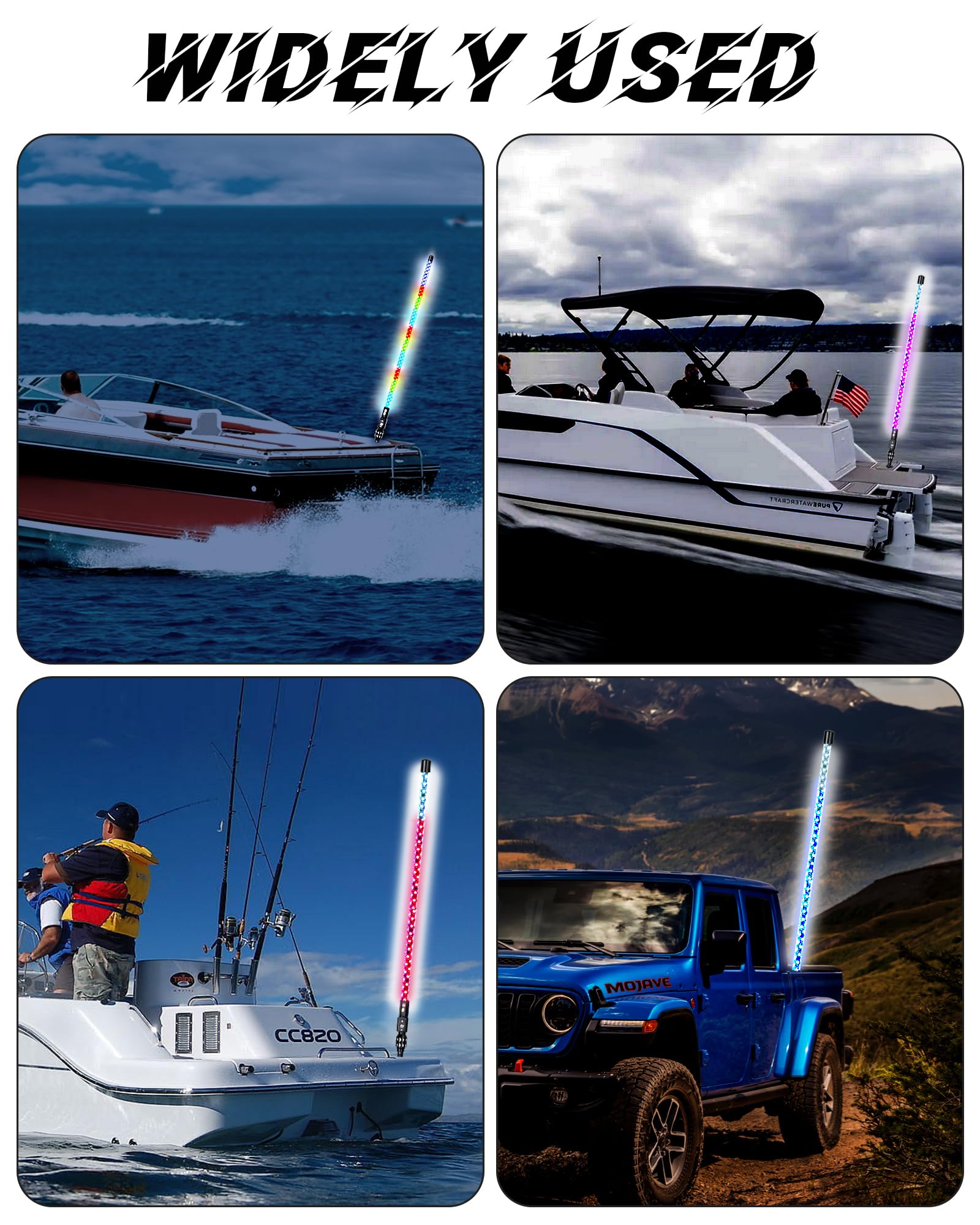 Smartmarine 4FT Boat Navigation Lights,12 Solid Color & Remote Control,360 degree Running Stern Light LED Marine Navigation Ligh