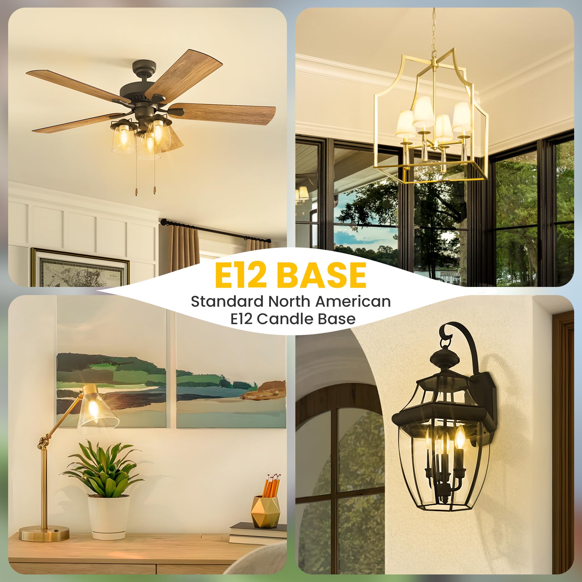 GGOYING LED Chandelier Light Bulbs, 4W B11 Filament, E12 Base, Soft White 3000K, Clear Glass, 5 Pack