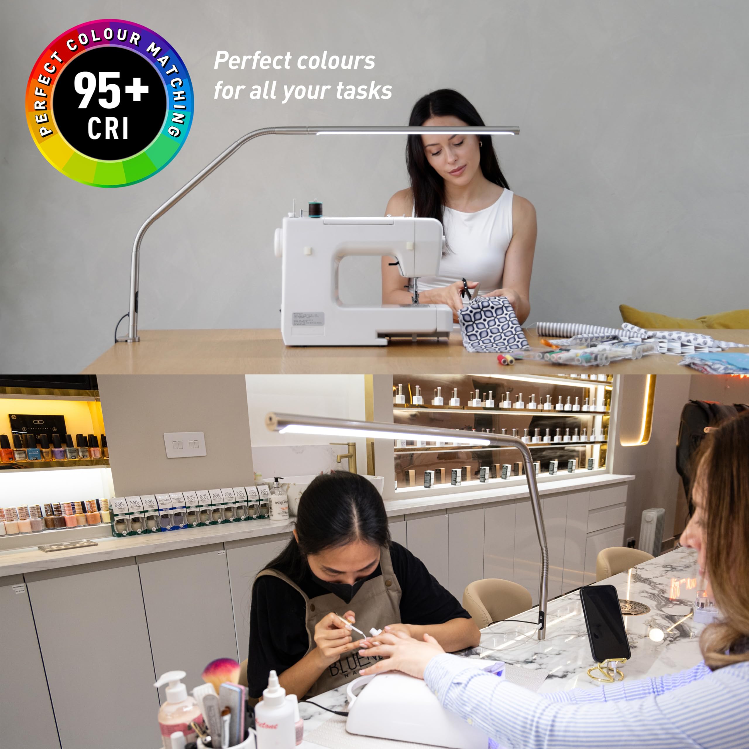 Daylight Slimline 4Led Table Lamp In Brushed Steel - 6,000K, 3,200 Lux, 4 Brightness Levels, Usb-C Charging Port, Anti-Glare Dif