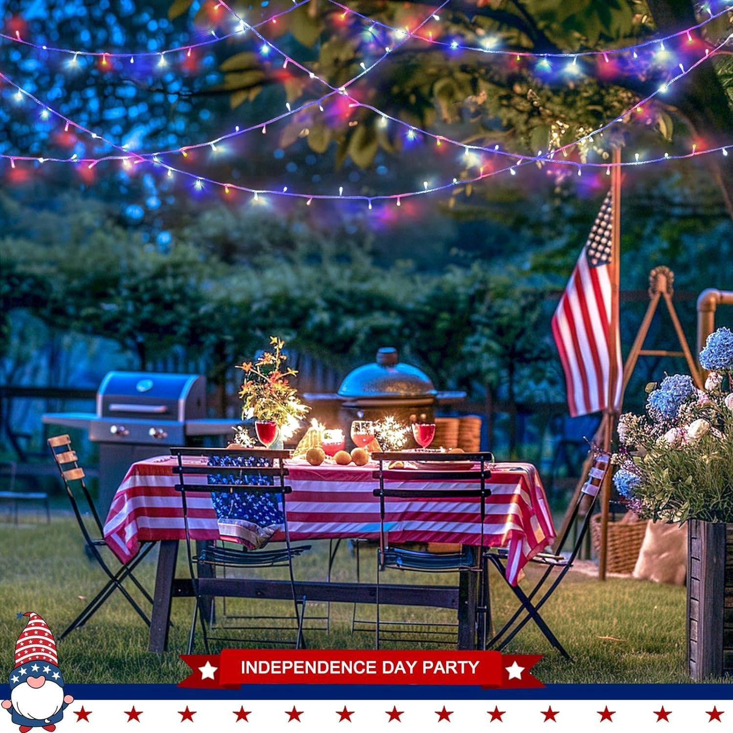 Jmexsuss 2 Pack Red White And Blue Lights, 100 Led 4Th Of July String Lights Plug In, 33Ft Christmas Lights For Indoor Outdoor Independence Day Patriotic 4Th Of July Memorial Day