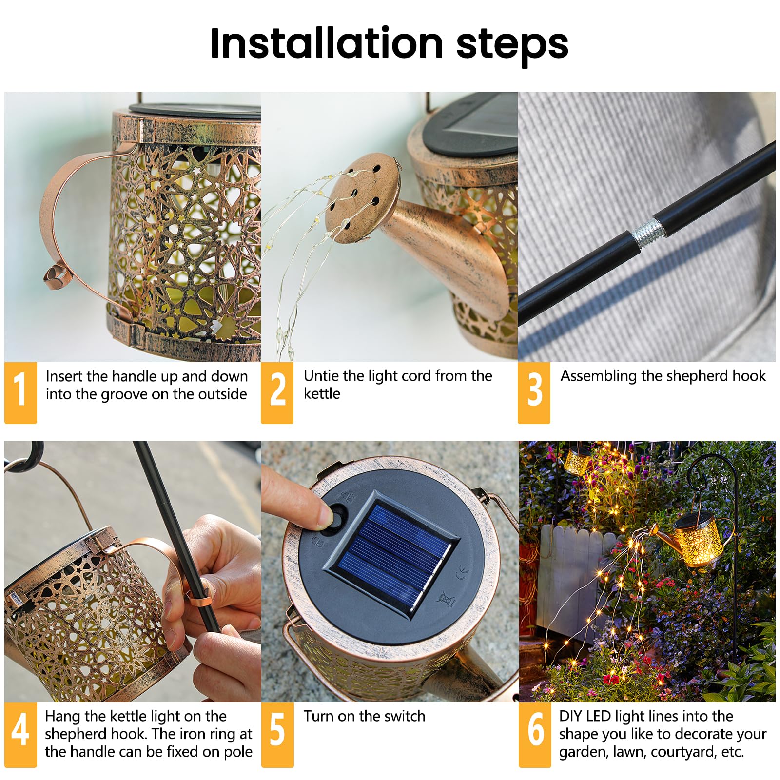 Solar Lights Outdoor Decorative, Metal Solar Watering Can Lights Waterproof, Small Hanging Solar Garden Decor Yard Lights Outsid