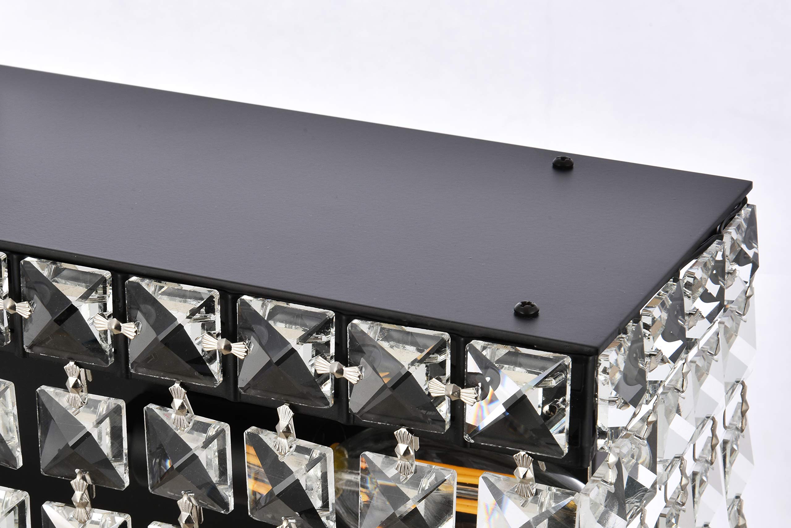 Elegant Lighting Maxime 18&quot; Black Crystal Wall Sconce - Metal Wall Light Fixture