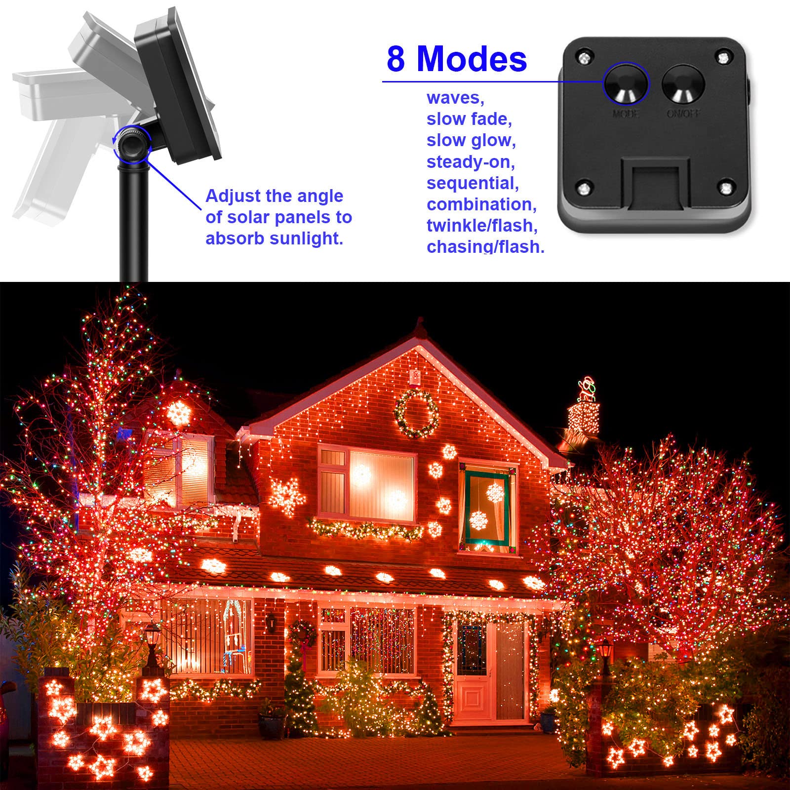 Yaozhou Solar Halloween Orange Copper String Lights Fall Thanksgiving Decor, 2Pack Total 200 Led 8 Modes Outdoor Fall Lights Wat