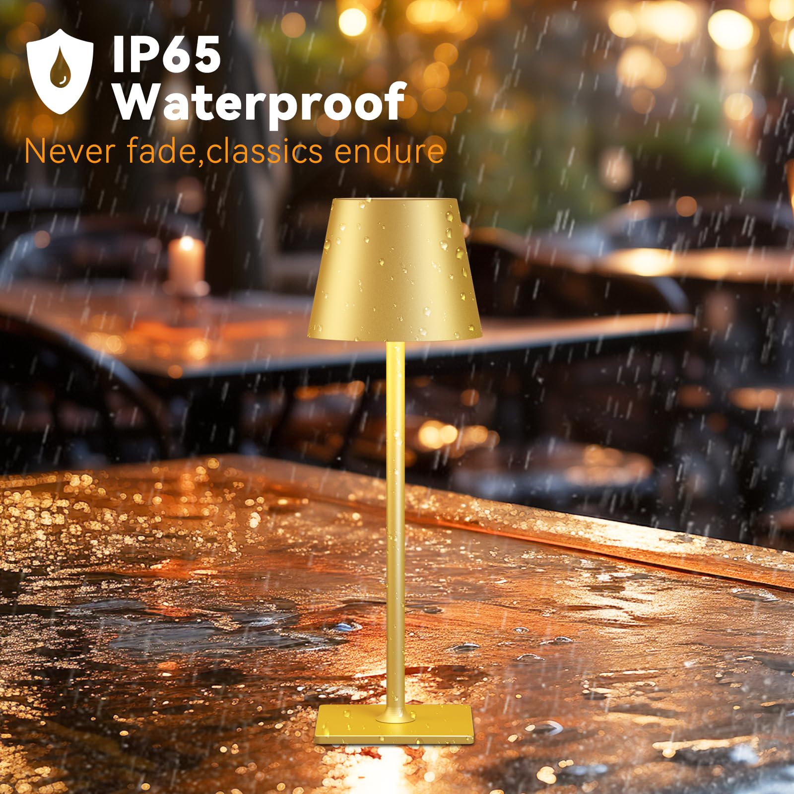 Yogaret Gold Rechargeable Table Lamps - 2 Pack, Cordless 6000mAh Battery, Waterproof & Portable for Home, Restaurant, Outdoor Use