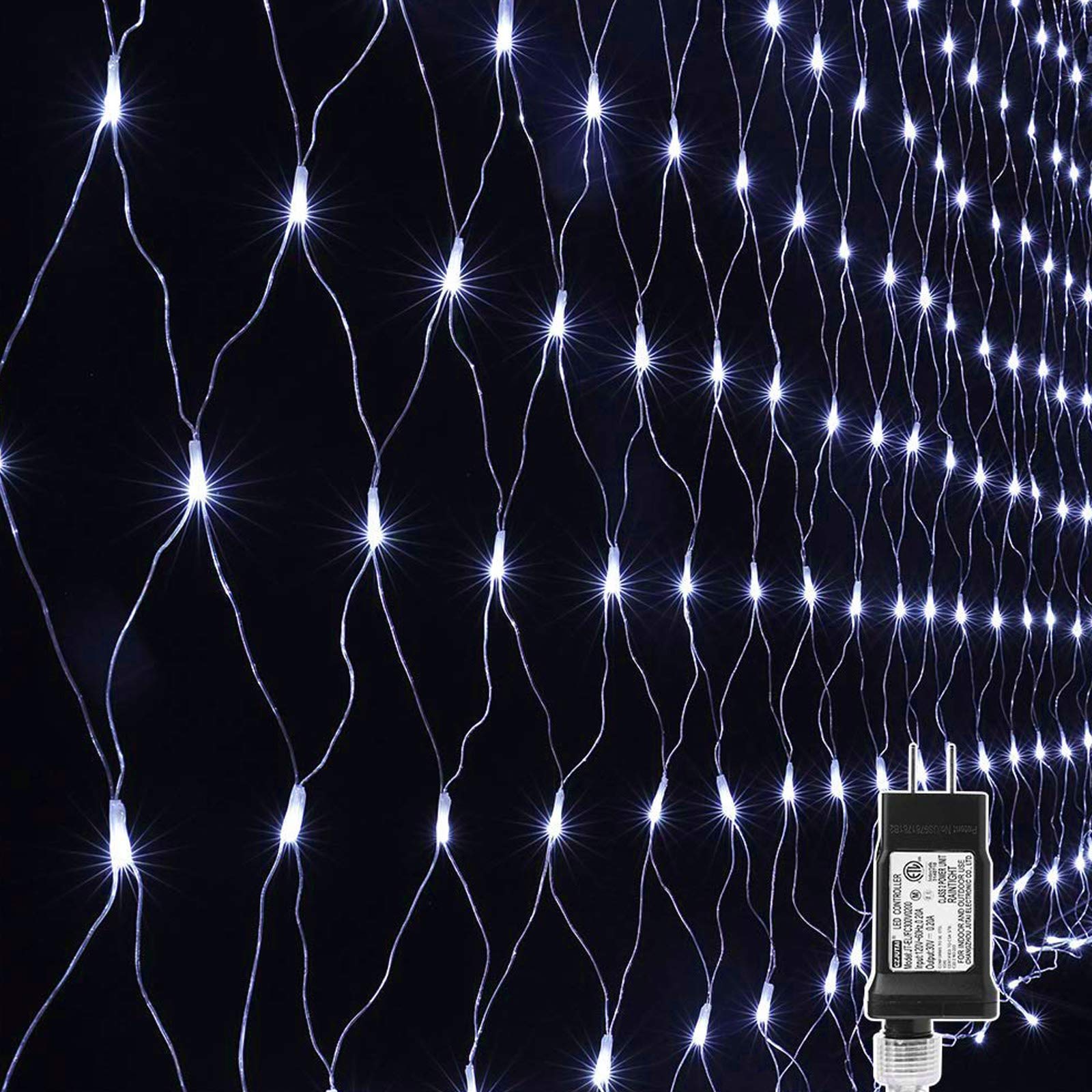 LYHOPE 12ft x 5ft 360 LED Christmas Net Lights, 8 Modes Low Voltage Mesh Christmas Decorative Lights for Xmas Trees, Bushes, Wed
