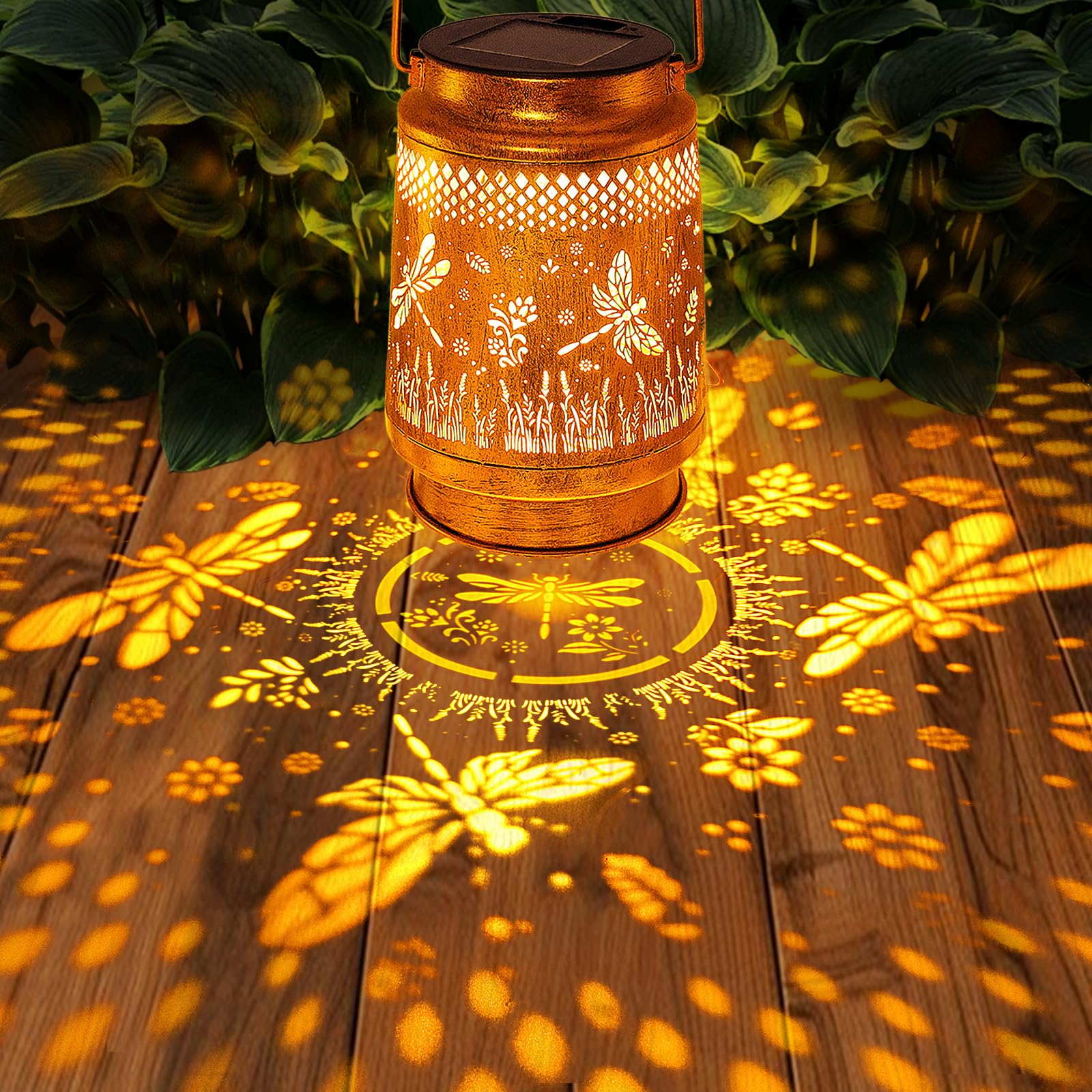 2 Pack Solar Lanterns Outdoor Waterproof Dragonfly Garden Decor  Birthday Gifts For Women Mom Grandma Christmas  Hanging Solar Lights Metal Led Decoration With Shepherd Hook Outside For Yard Patio