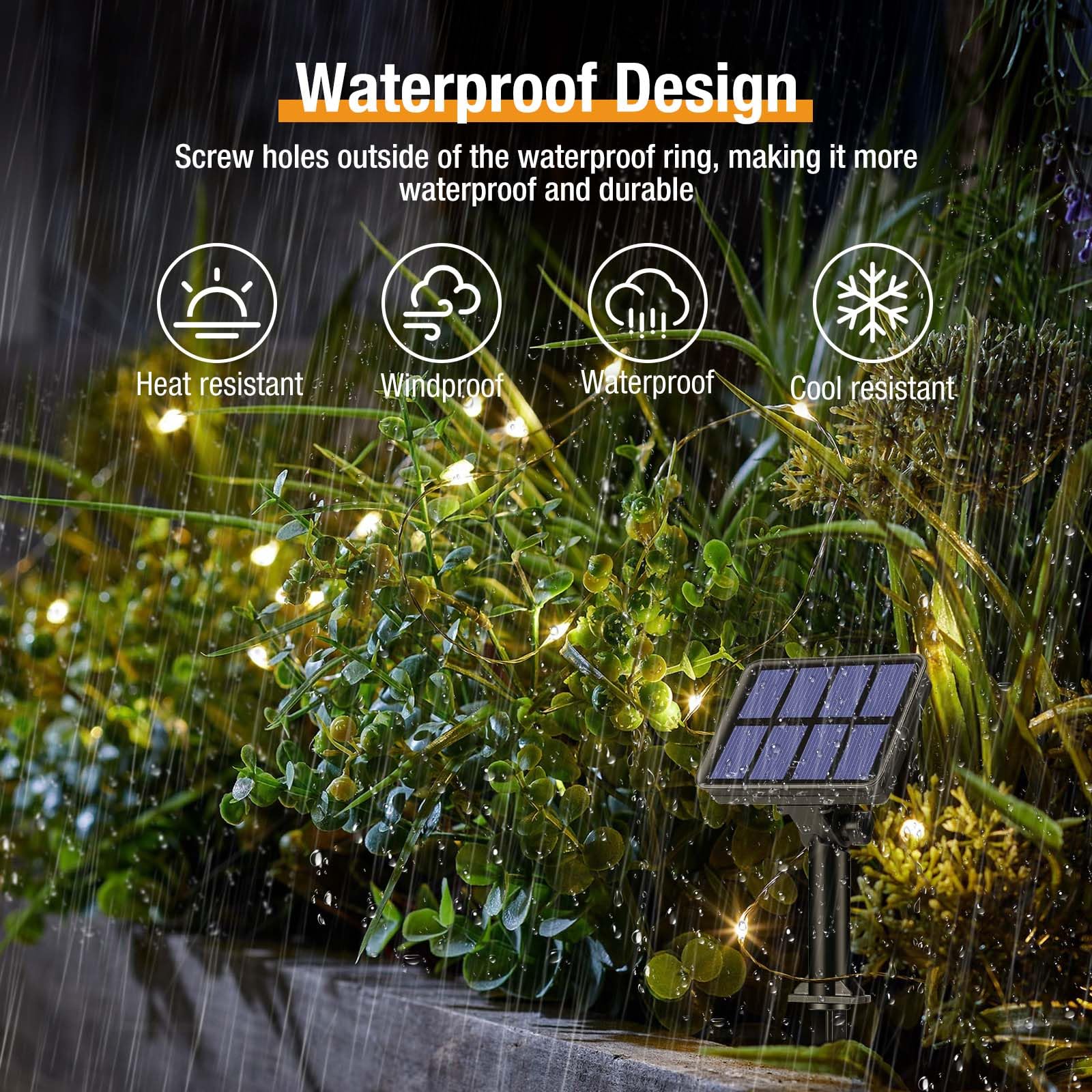 4 Pack Solar String Lights Outdoor - 320Led 132Ft Solar Fairy Lights Outside Waterproof 8 Modes, Copper Wire Solar Powered Twink
