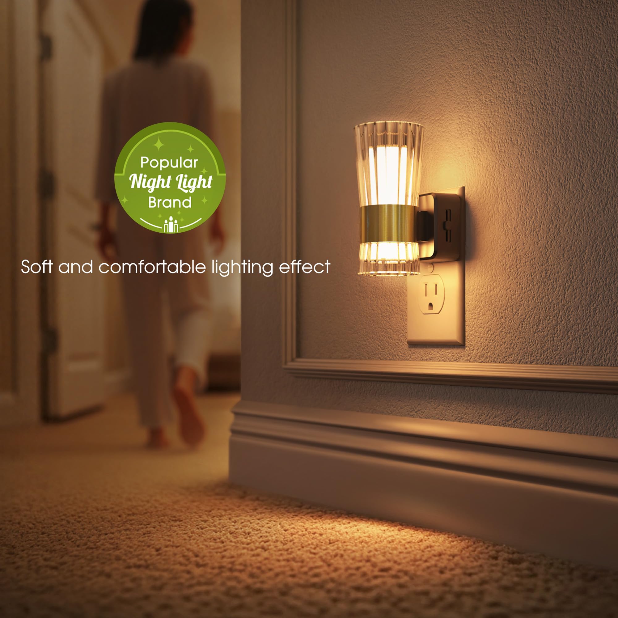 Briignite Night Lights Plug Into Wall, Dimmable Led Night Light For Kids, Dusk To Dawn Sensor, Adjustable Brightness 0-100Lm, So