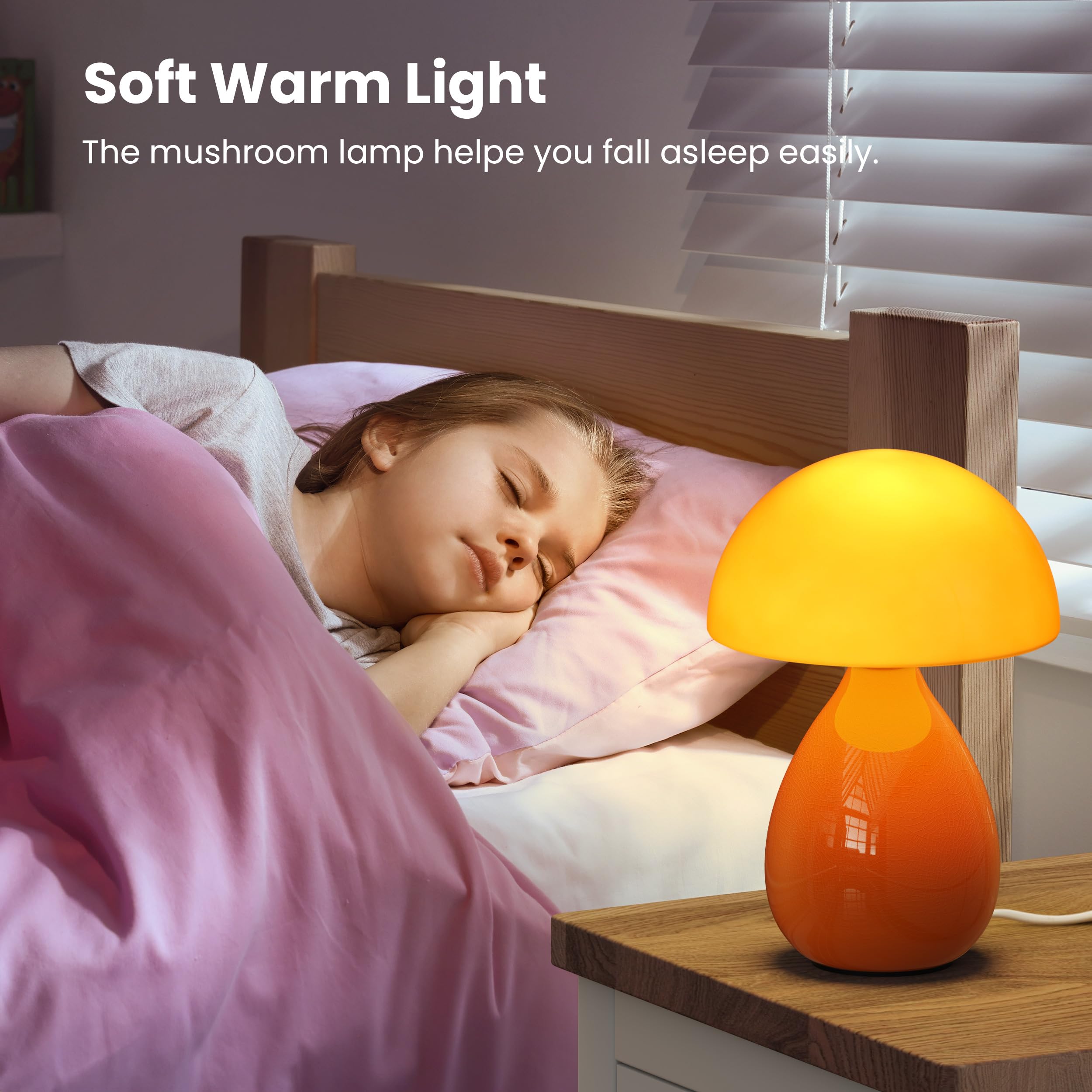 Vanbolon Mushroom Lamp Table Lamp  Mini Modern Lamp Bedside Nightstand Light Desk Cute Small Light Dimmable For Bedroom  Living Room  Ceramic Base Glass Led Home Decor For Woman Children Gifts